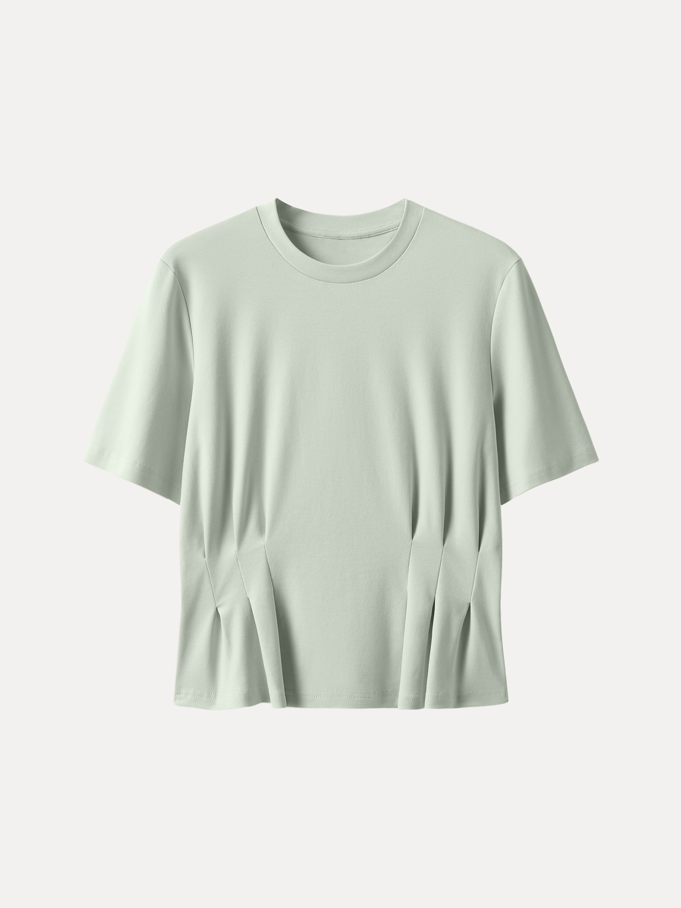Crewneck Short Sleeve Cinched Waist Tee