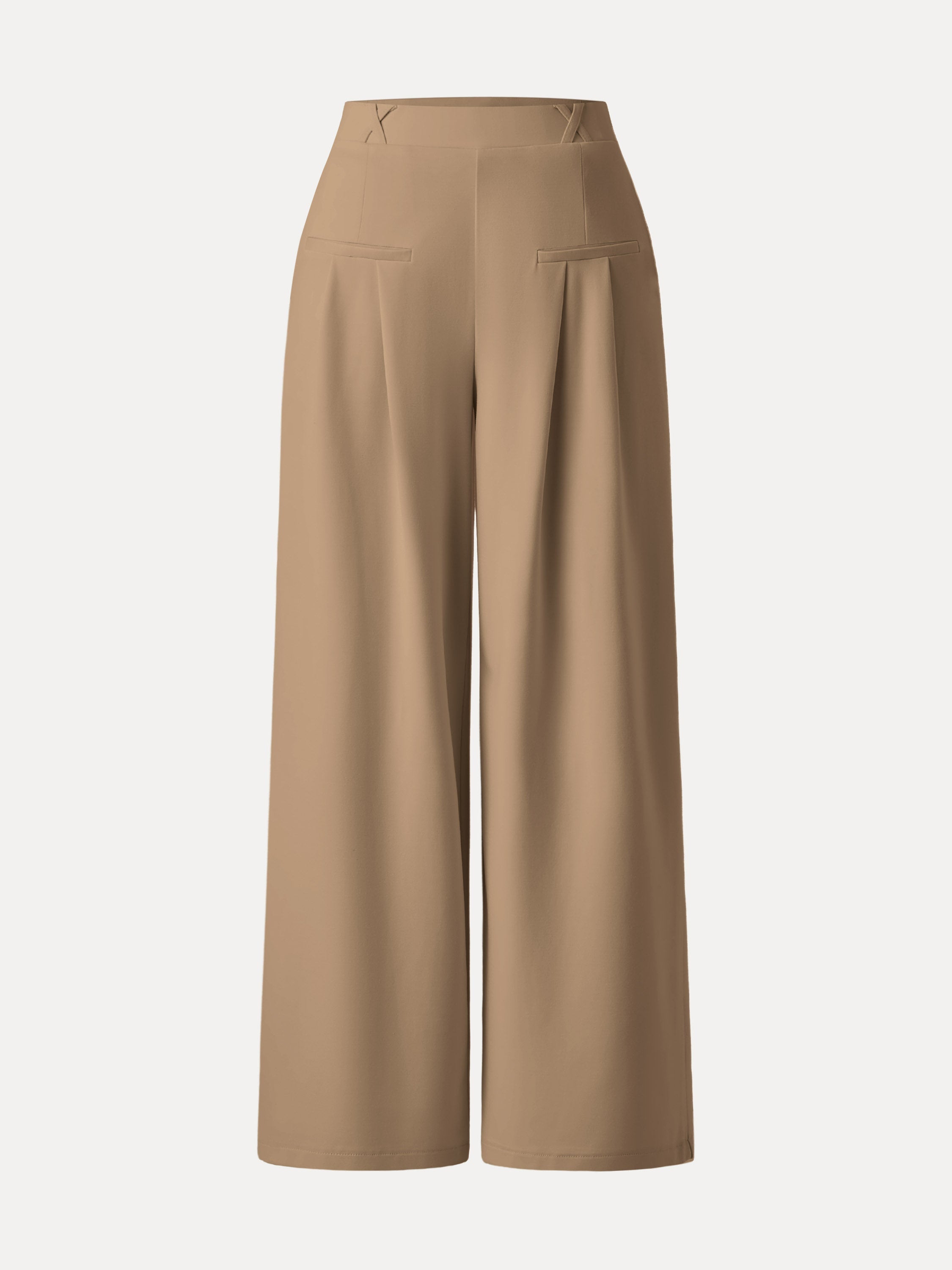 Drapey Bamboo Ponte Mid Rise Wide Leg Trouser with Pockets