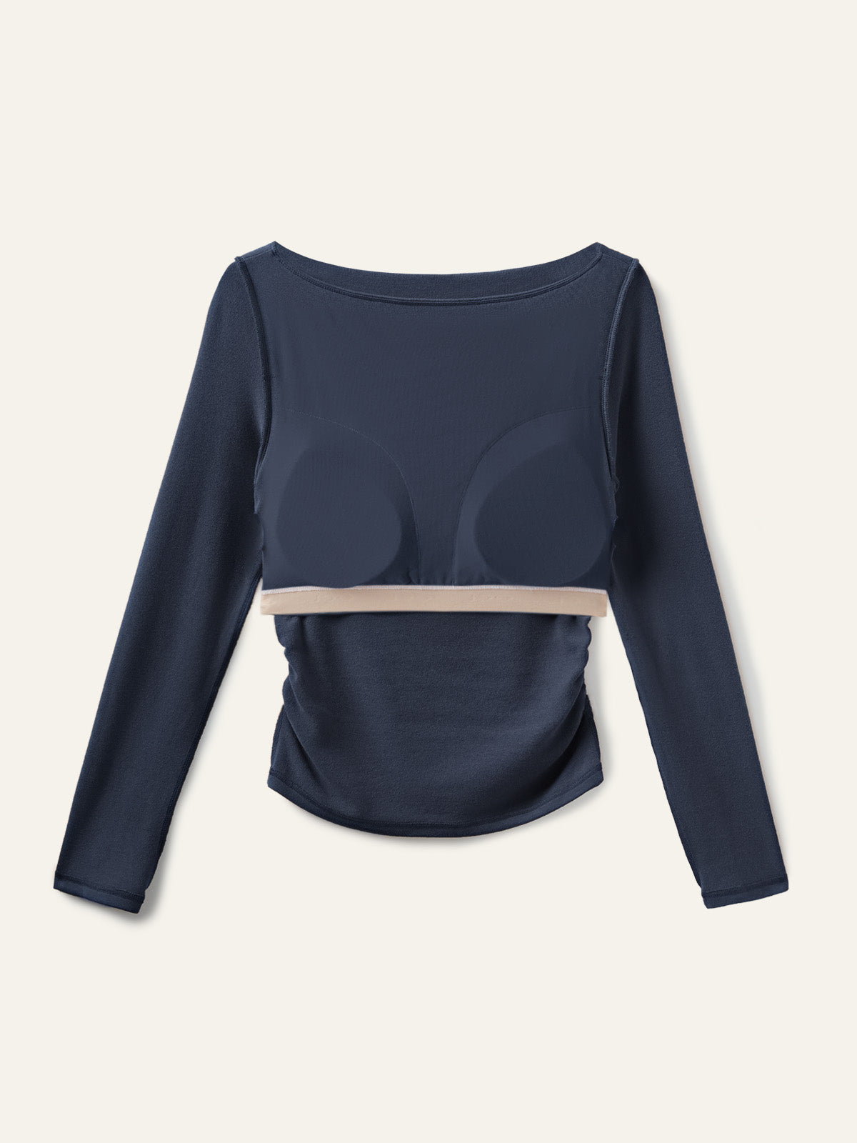 2Pcs Set Modern Side Ruched Boatneck Brami Top
