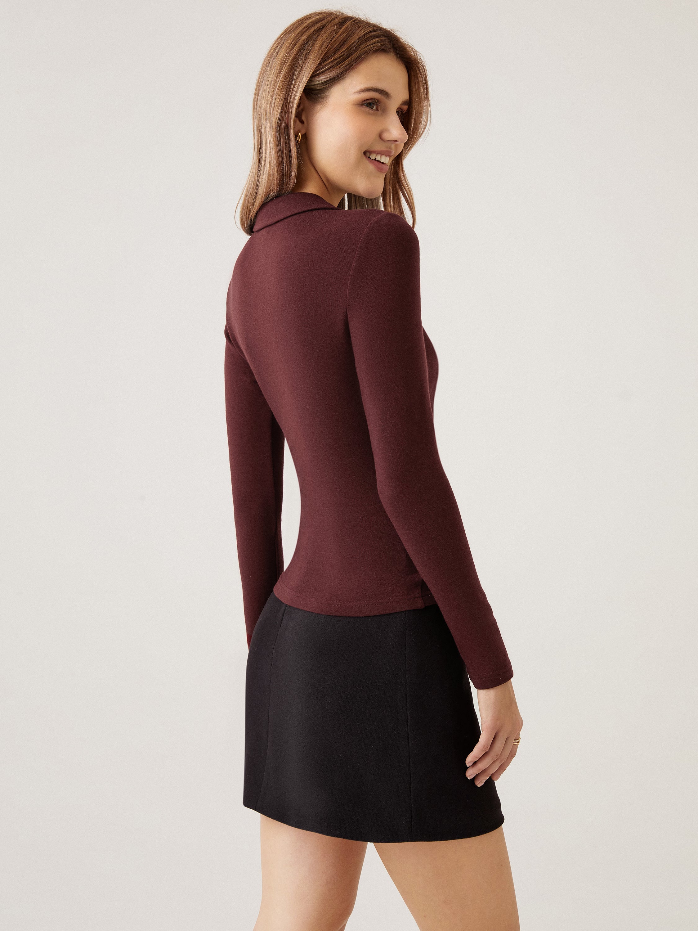 2Pcs Set Collared Surplice Top