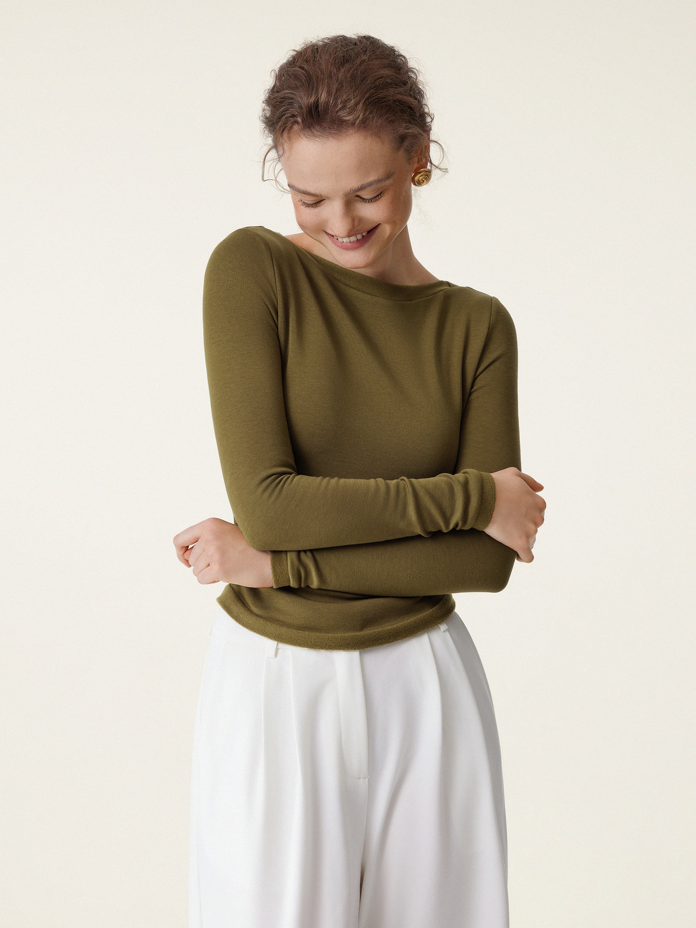 Boatneck Long Sleeve Brami Top