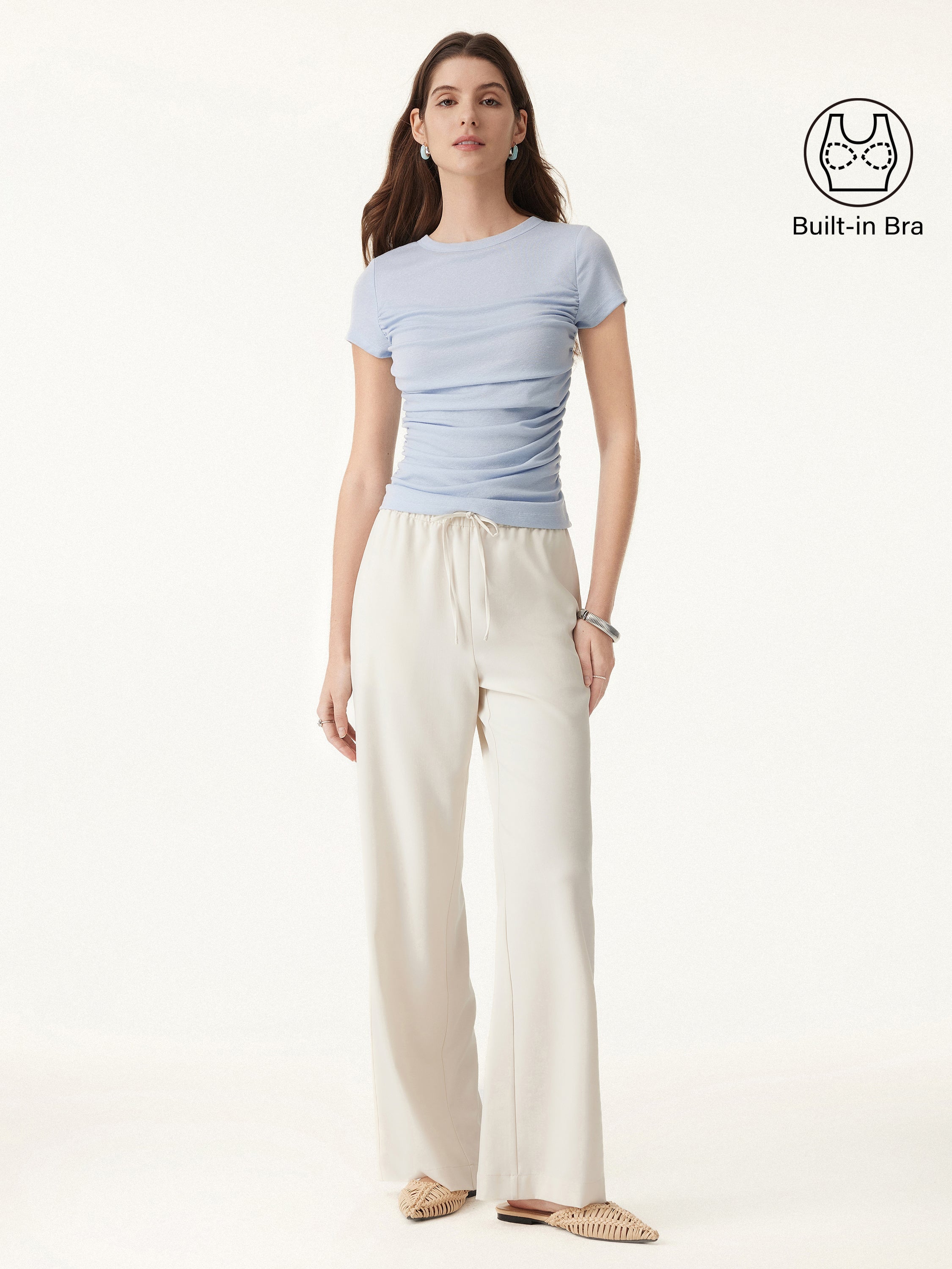 Linen Luxe Crewneck Gathered Brami Tee