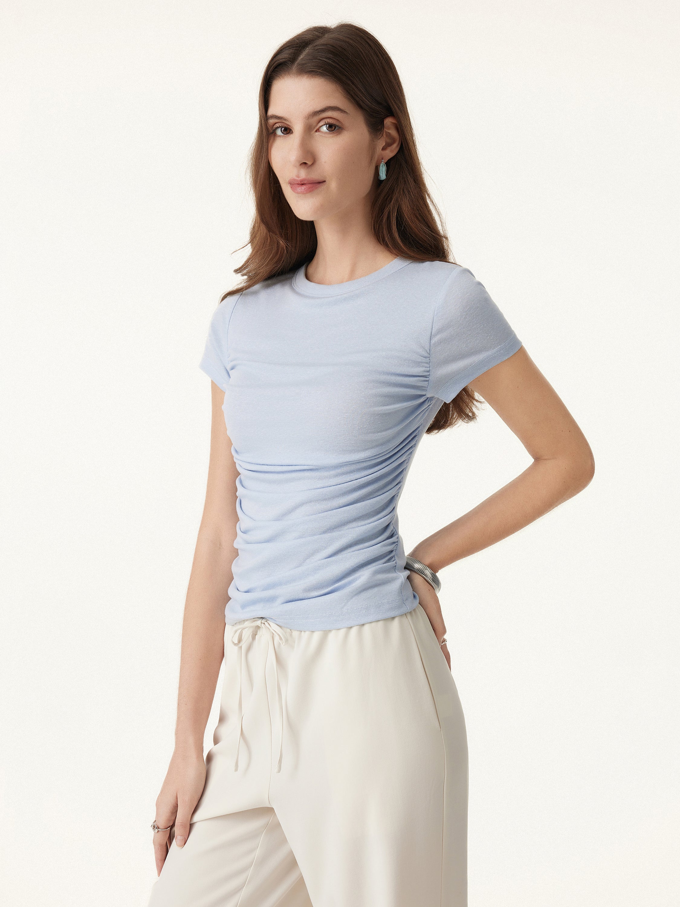 Linen Luxe Crewneck Gathered Brami Tee