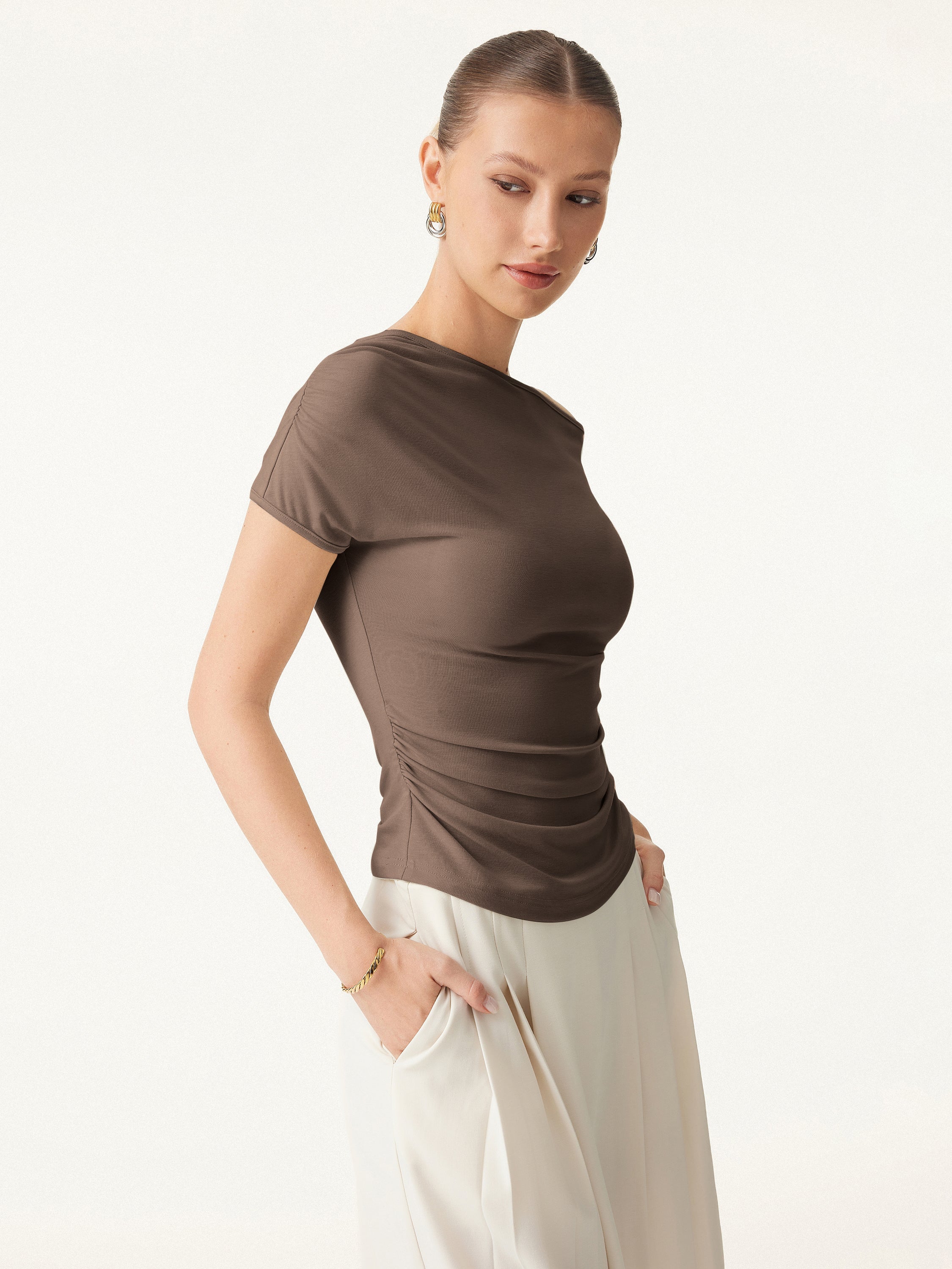 Cooling Asymmetrical Short Sleeve Stretchy Tee