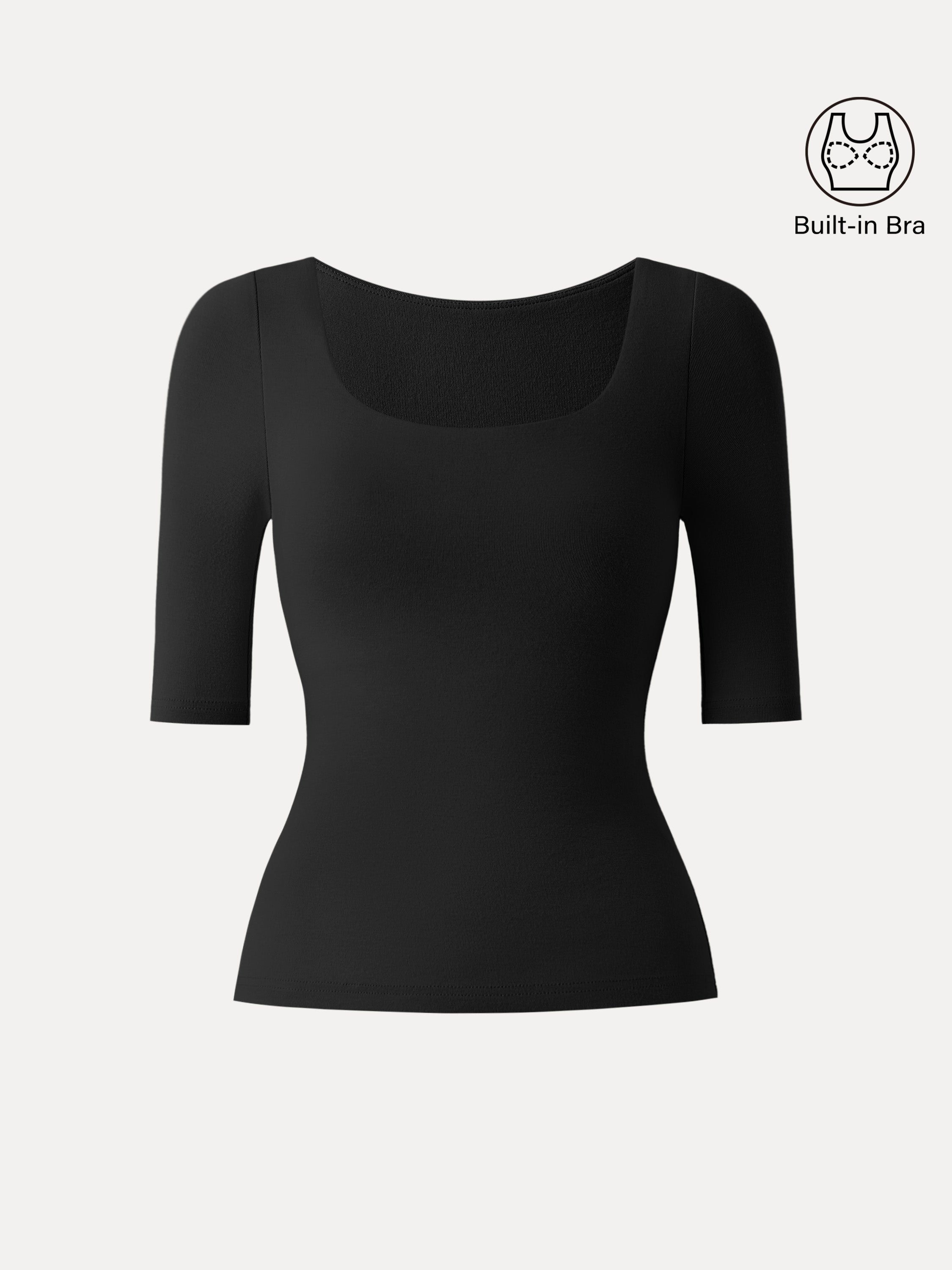 Essential Square Neck Elbow Length Sleeve Brami