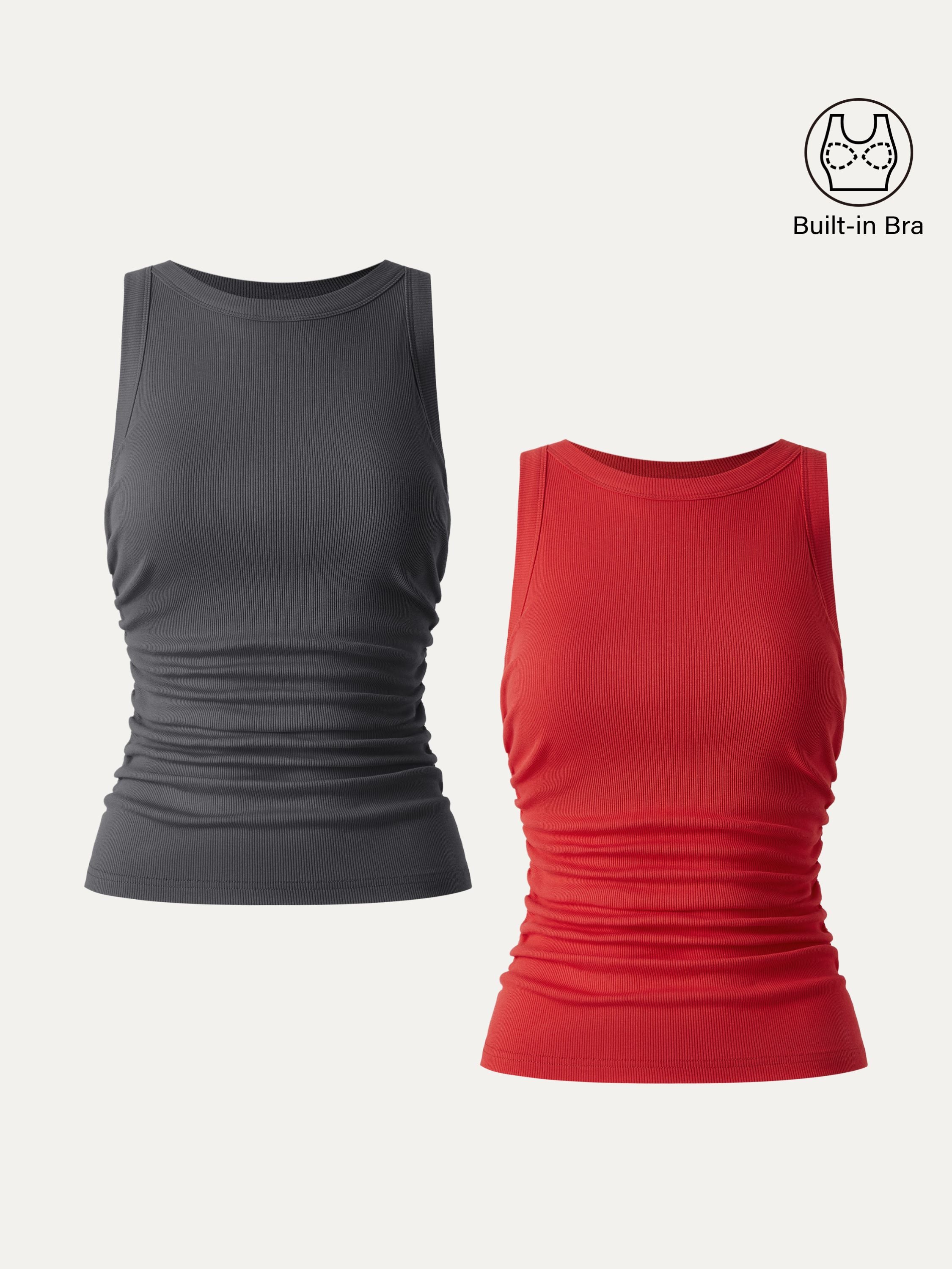 Crewneck Side Ruched Brami Tank