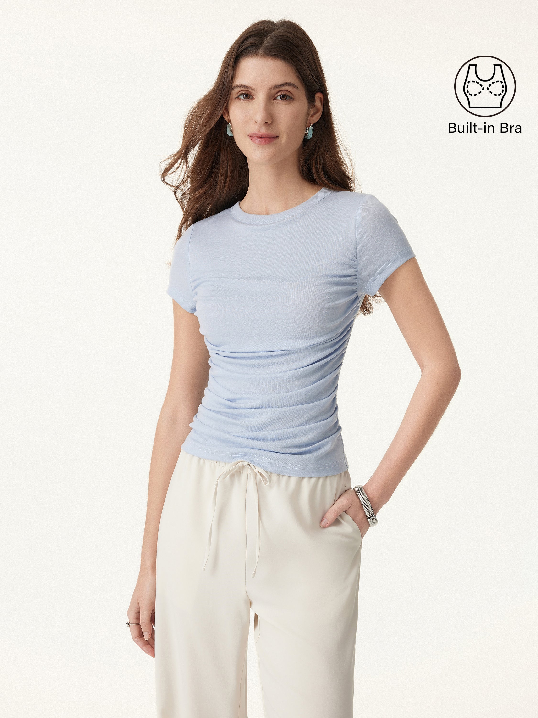 Linen Luxe Crewneck Gathered Brami Tee