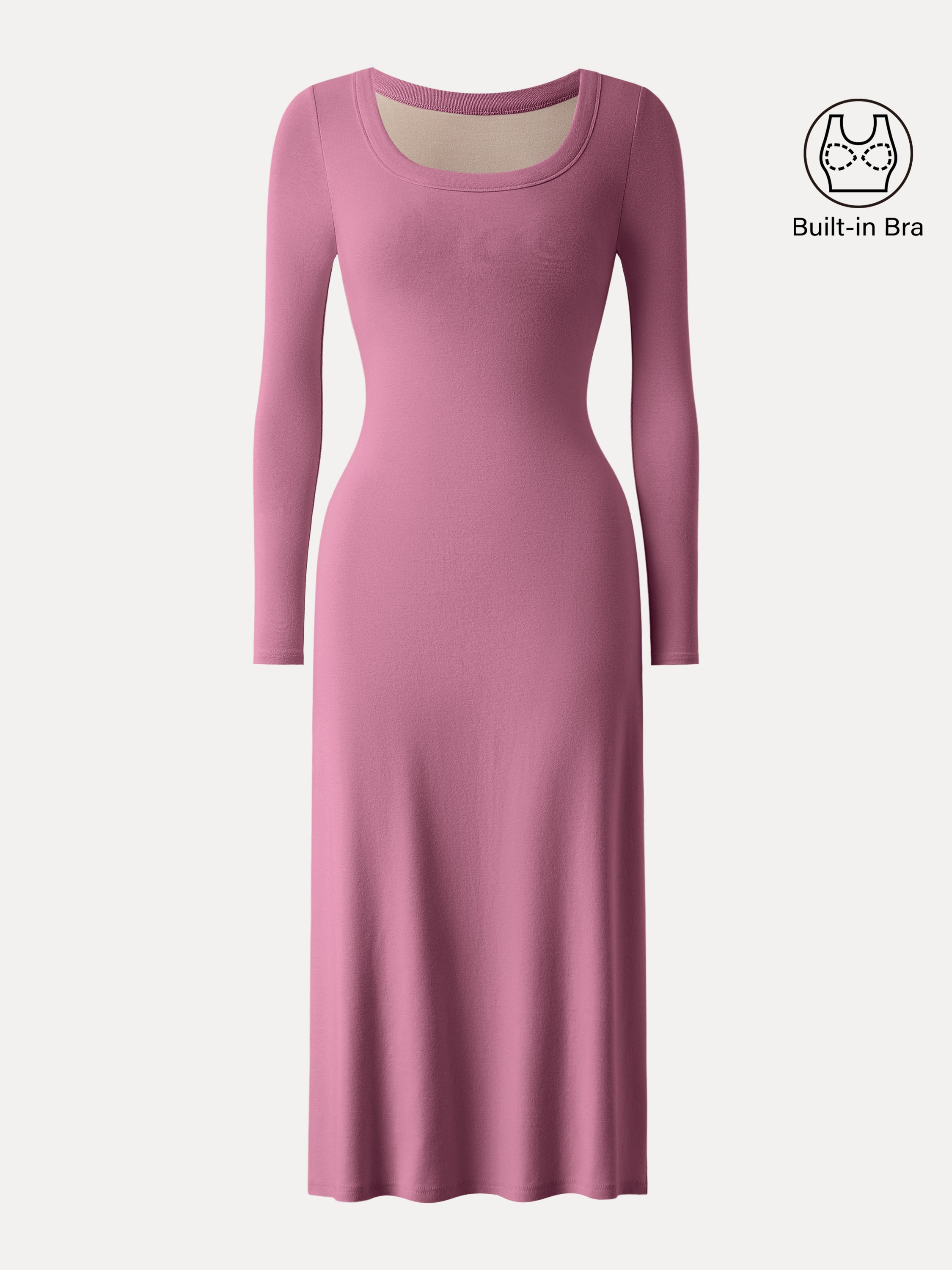 Essential Scoop Neck Long Sleeves Midi Brami Dress