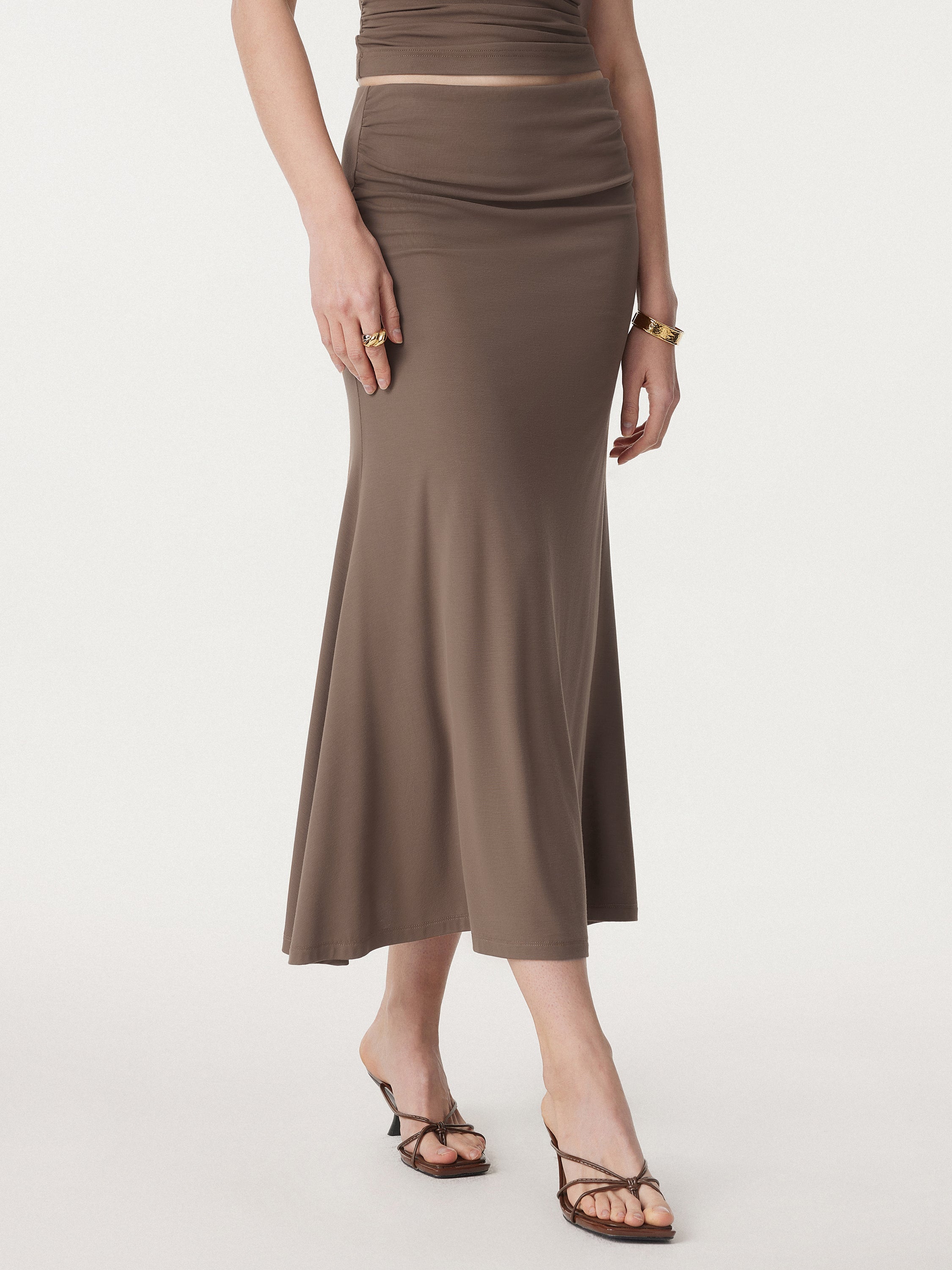 Classic Side Ruched Mermaid Maxi Skirt