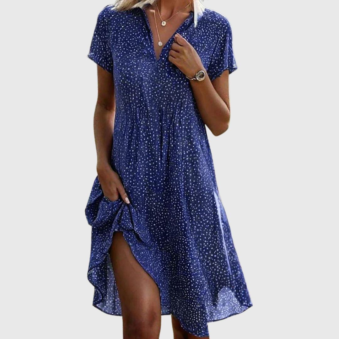 Emma - Confident Elegance Short-Sleeve Shirt Midi Dress
