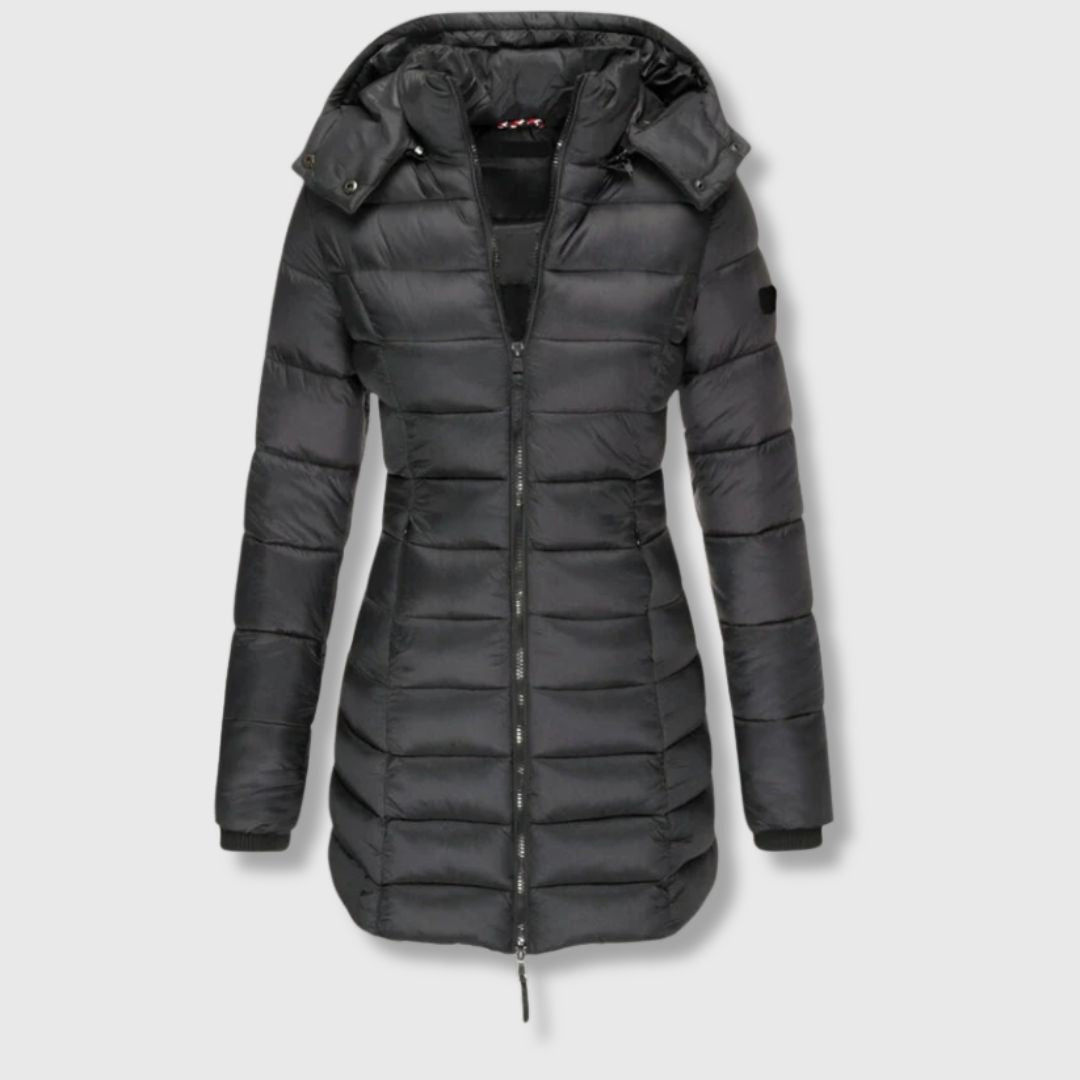 Dana - Long down jacket with hooded warmth