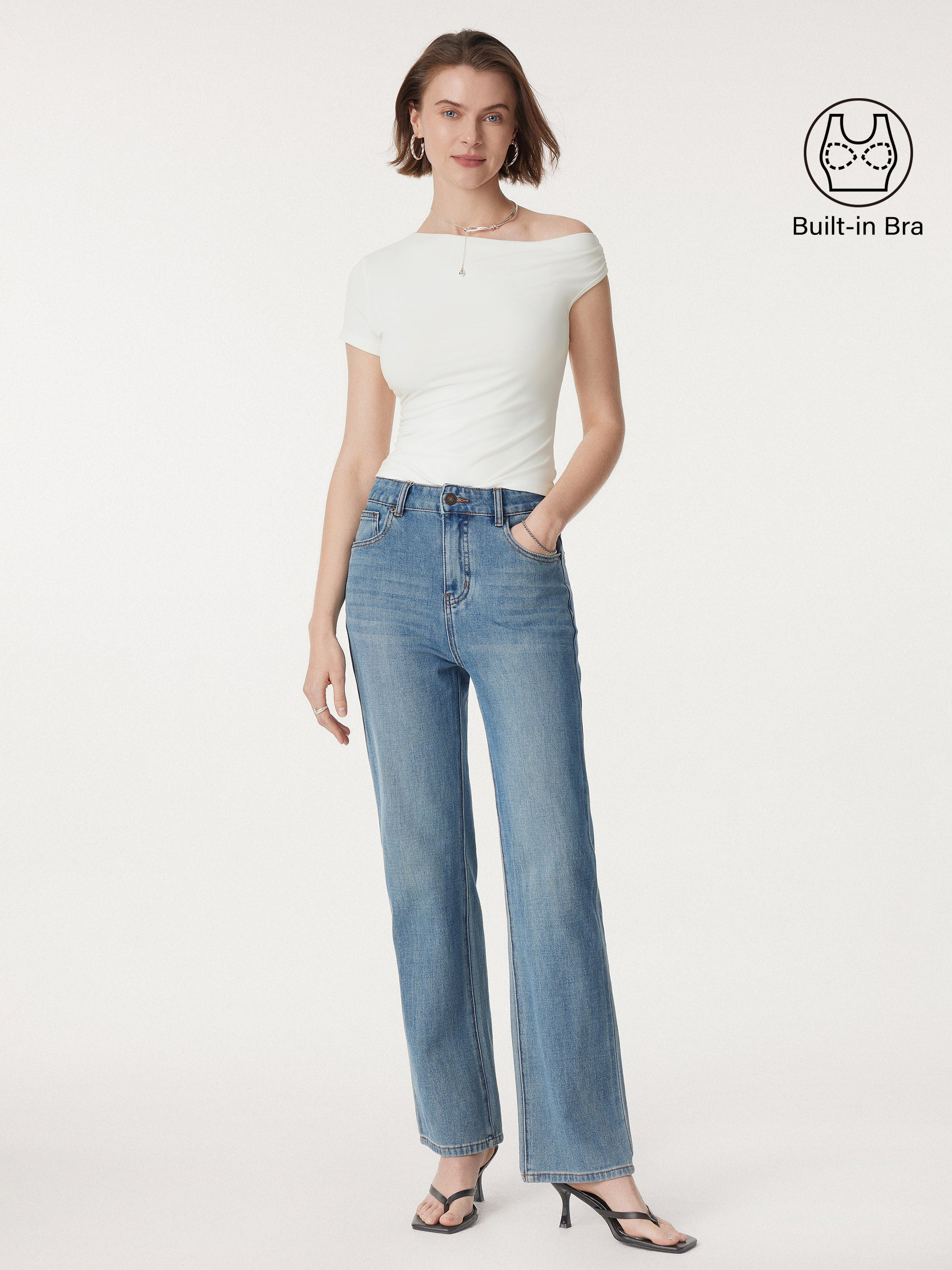 Asymmetrical Cold Shoulder New Airy Brami Top