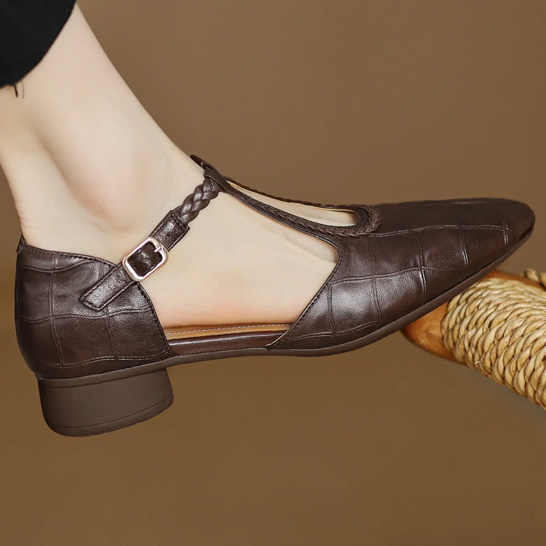 Velor Kepa Leather Mary Janes