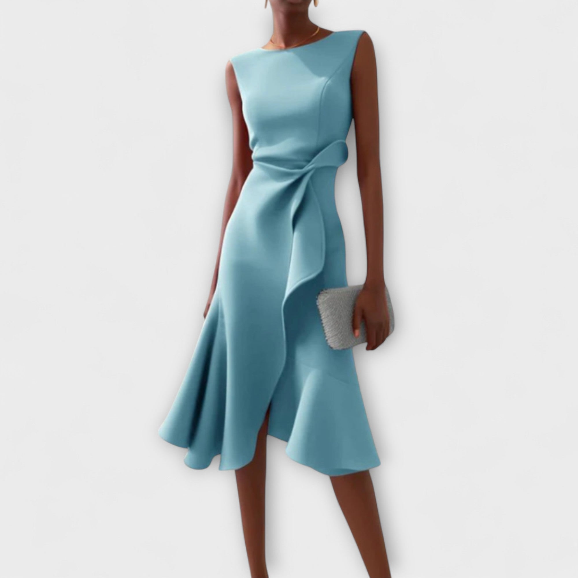 Josie – Soft Drape Midi Dress with Gentle Shape
