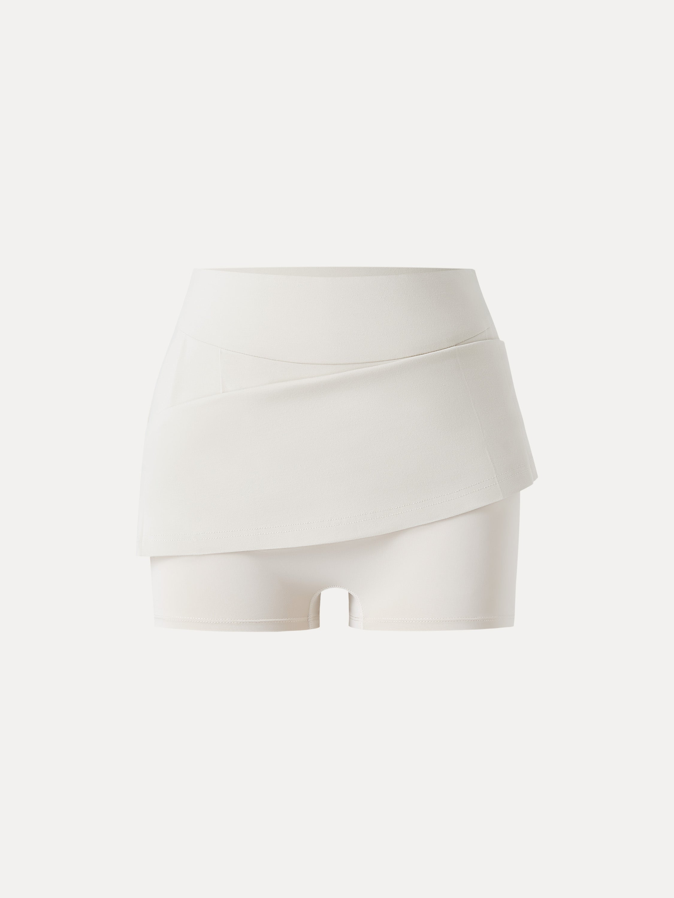 Bamboo Ponte A-line Pleated Mini Skirt with Shorts & Pockets