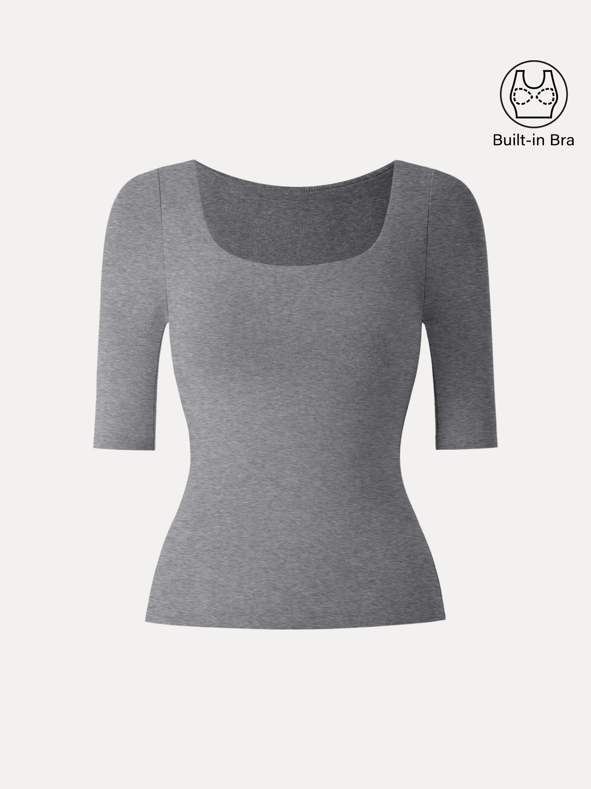 Essential Square Neck Elbow Length Sleeve Brami