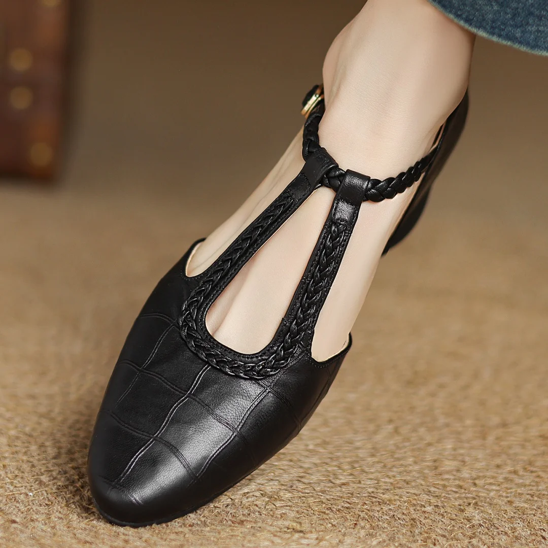 Velor Kepa Leather Mary Janes