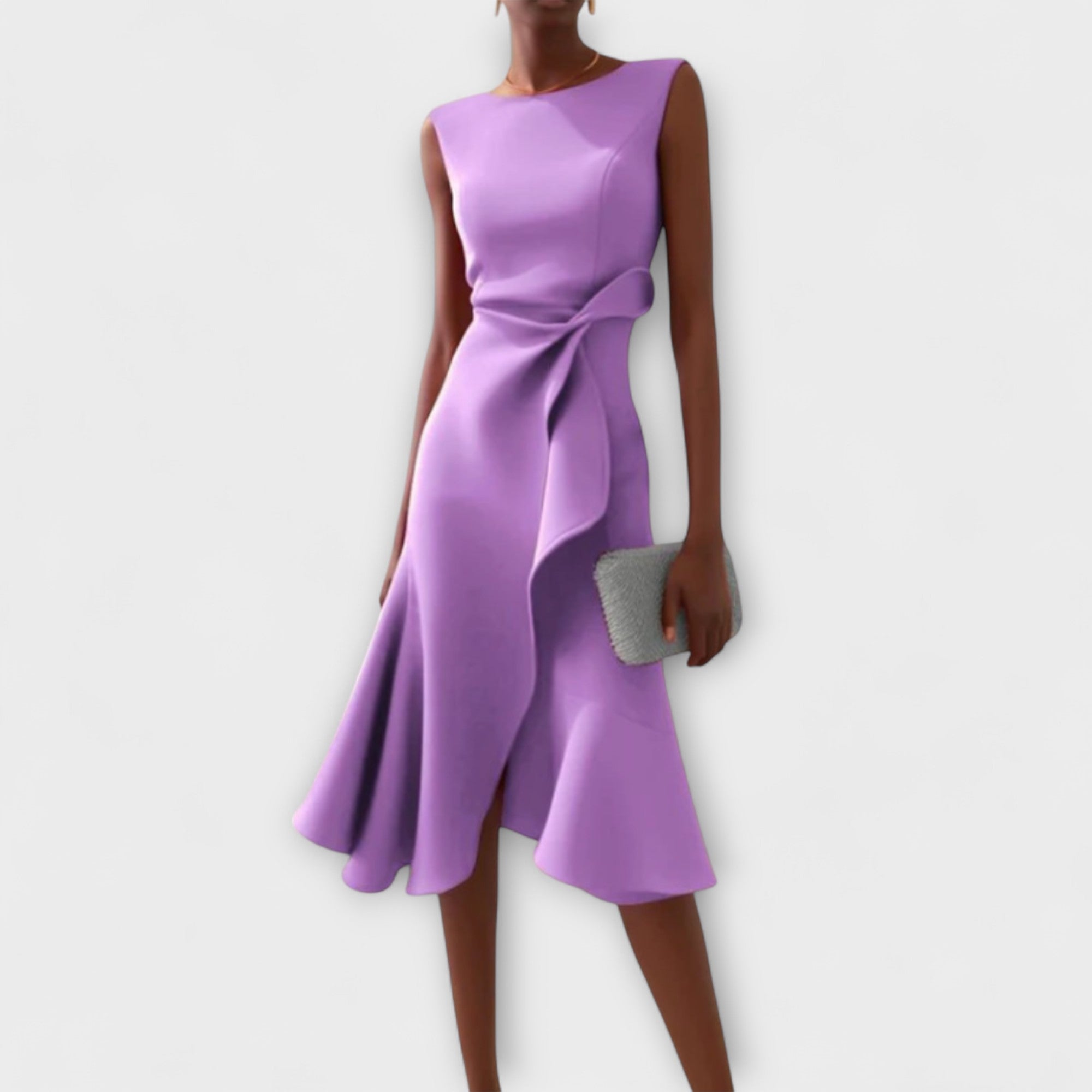 Josie – Soft Drape Midi Dress with Gentle Shape
