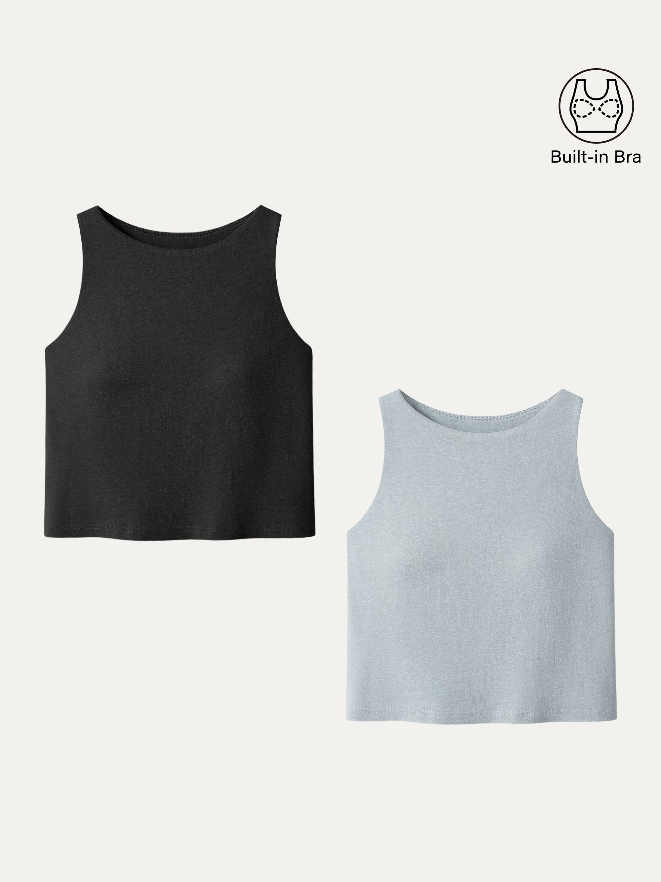 Cotton-Linen-Luxe Cropped Boatneck Brami Tank