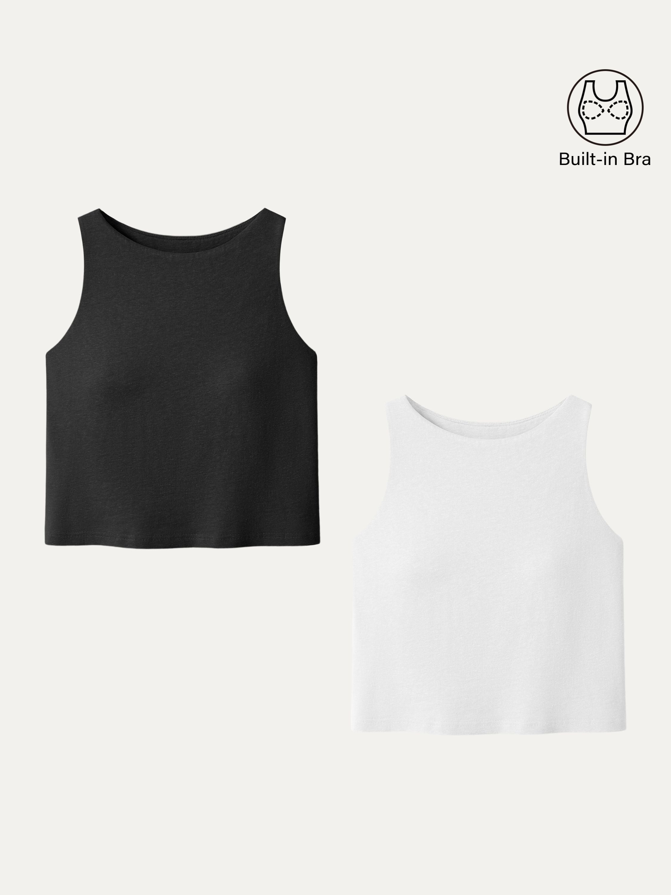 Cotton-Linen-Luxe Cropped Boatneck Brami Tank