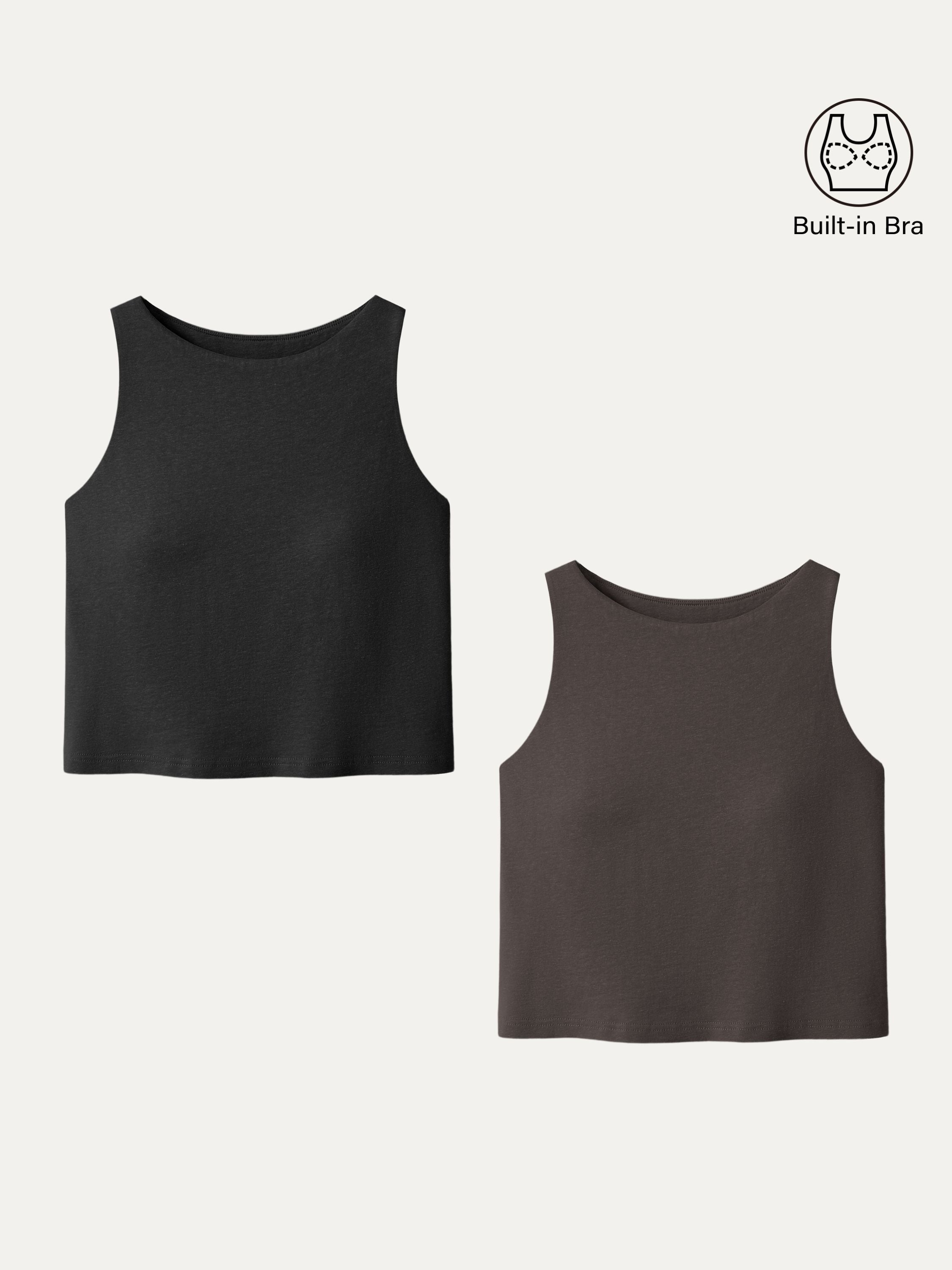 Cotton-Linen-Luxe Cropped Boatneck Brami Tank