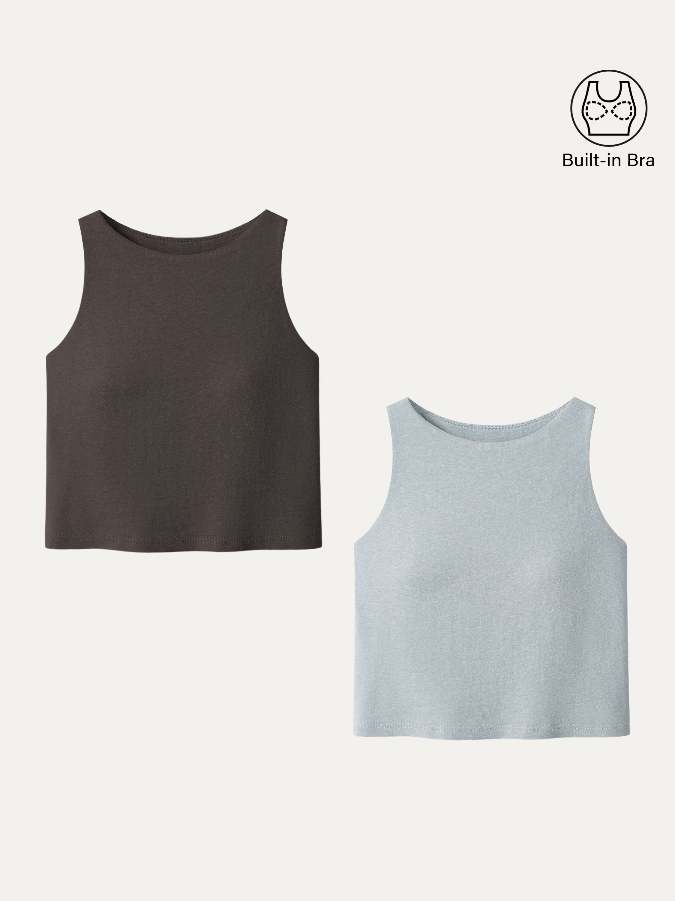 Cotton-Linen-Luxe Cropped Boatneck Brami Tank