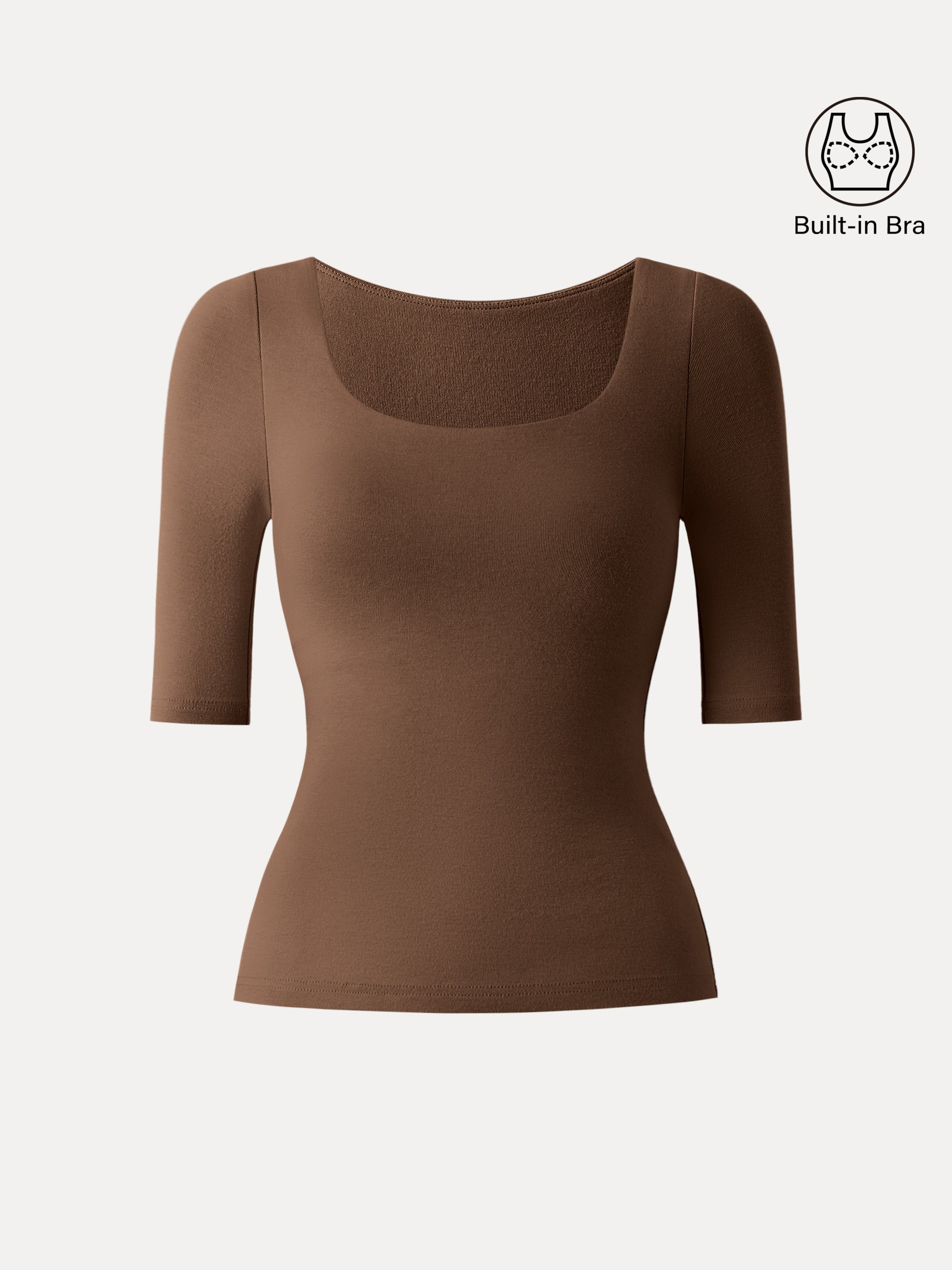 Essential Square Neck Elbow Length Sleeve Brami