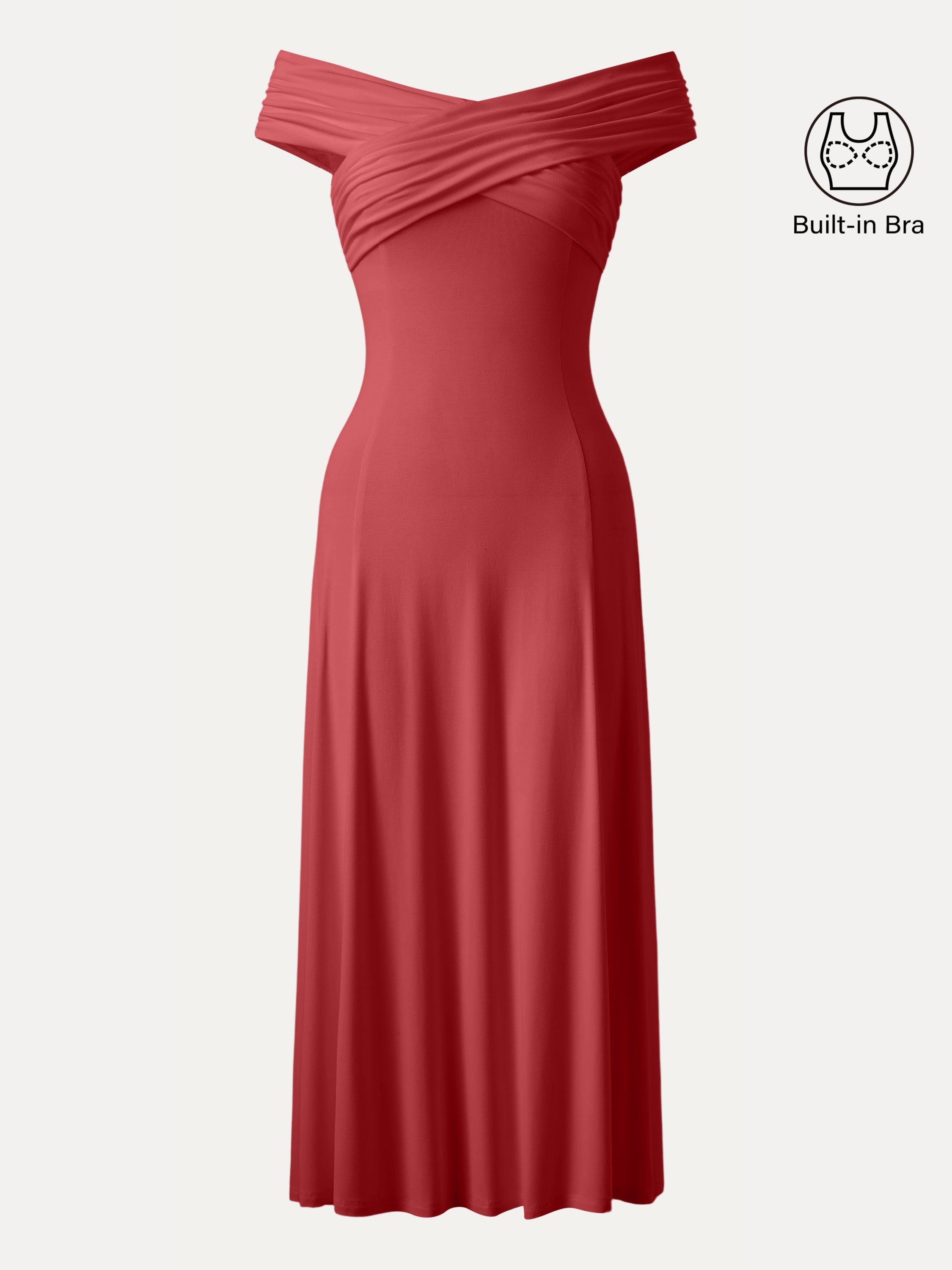 Flowy Criss Cross Off-shoulder Midi Brami Dress