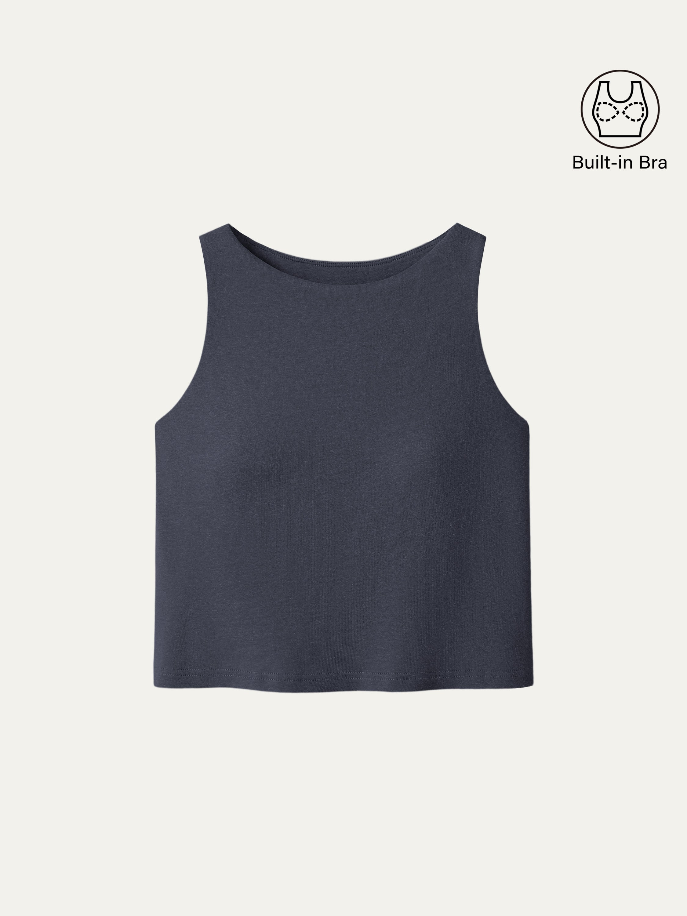 Cotton-Linen-Luxe Cropped Boatneck Brami Tank