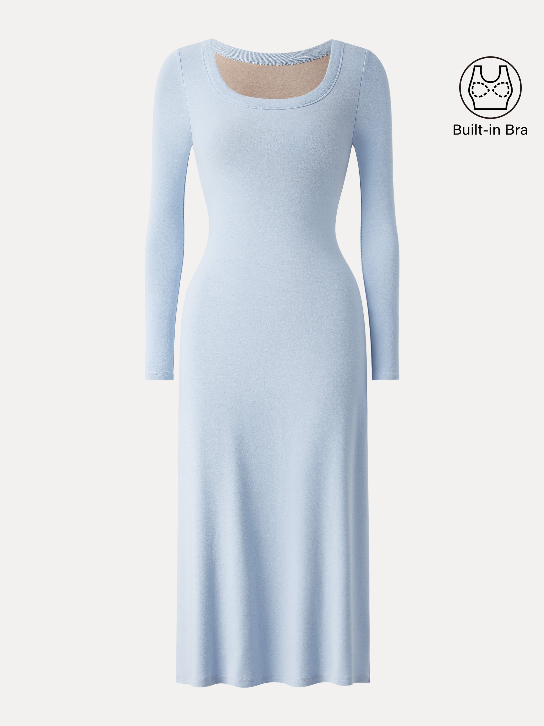 Essential Scoop Neck Long Sleeves Midi Brami Dress