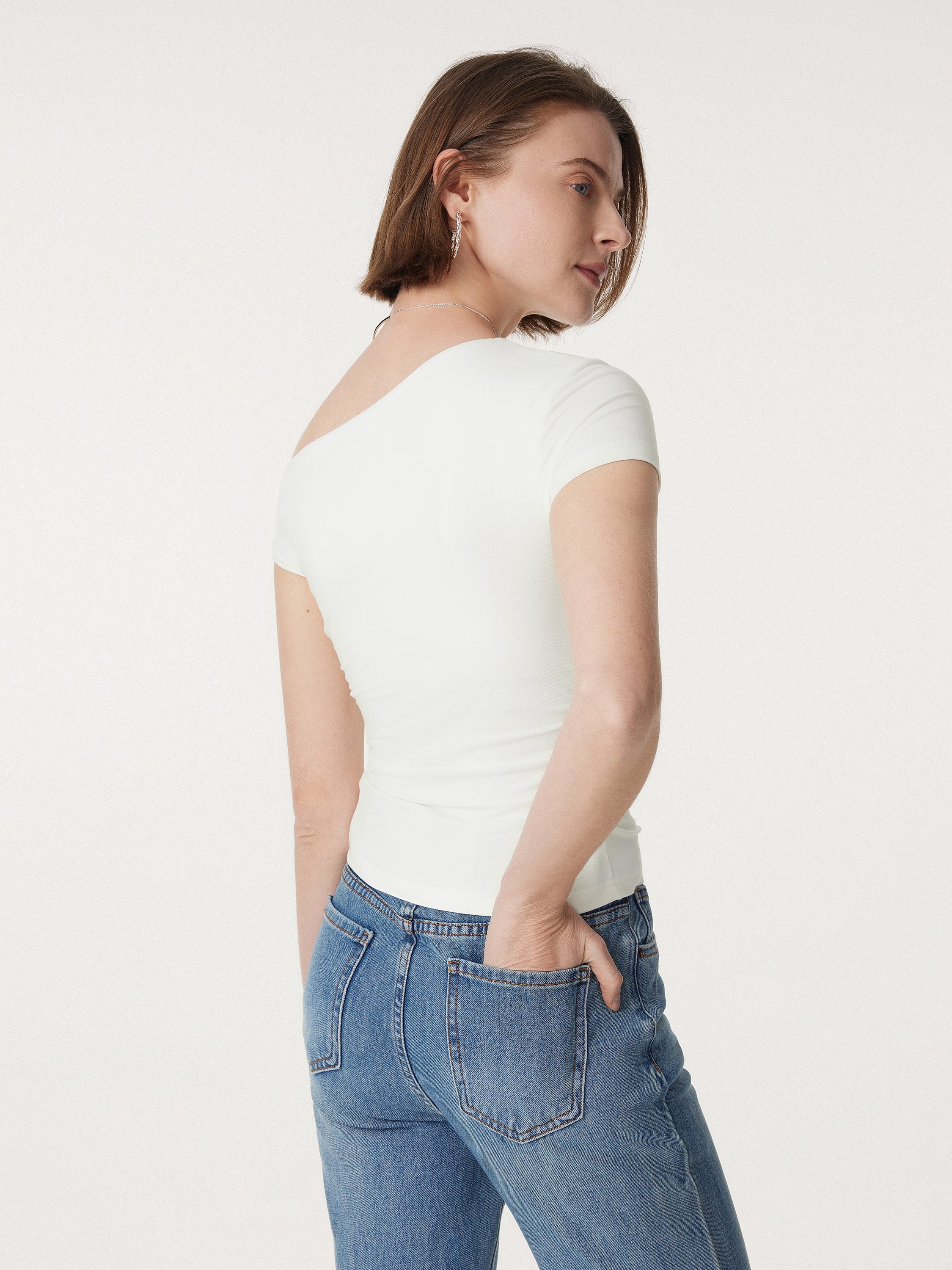 Asymmetrical Cold Shoulder New Airy Brami Top