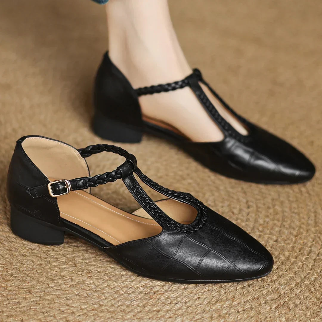 Velor Kepa Leather Mary Janes