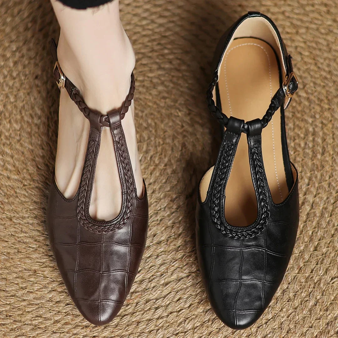 Velor Kepa Leather Mary Janes
