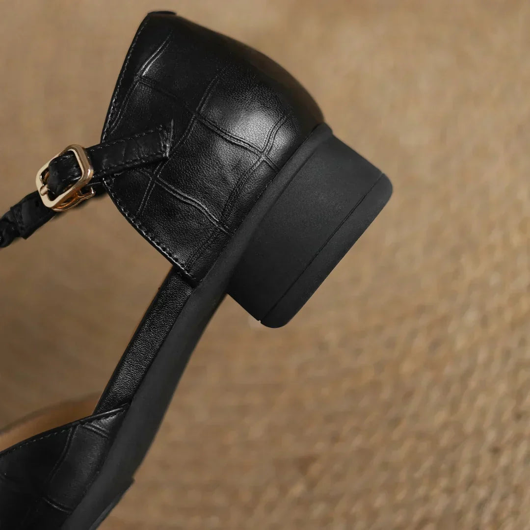 Velor Kepa Leather Mary Janes