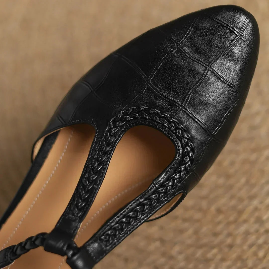 Velor Kepa Leather Mary Janes