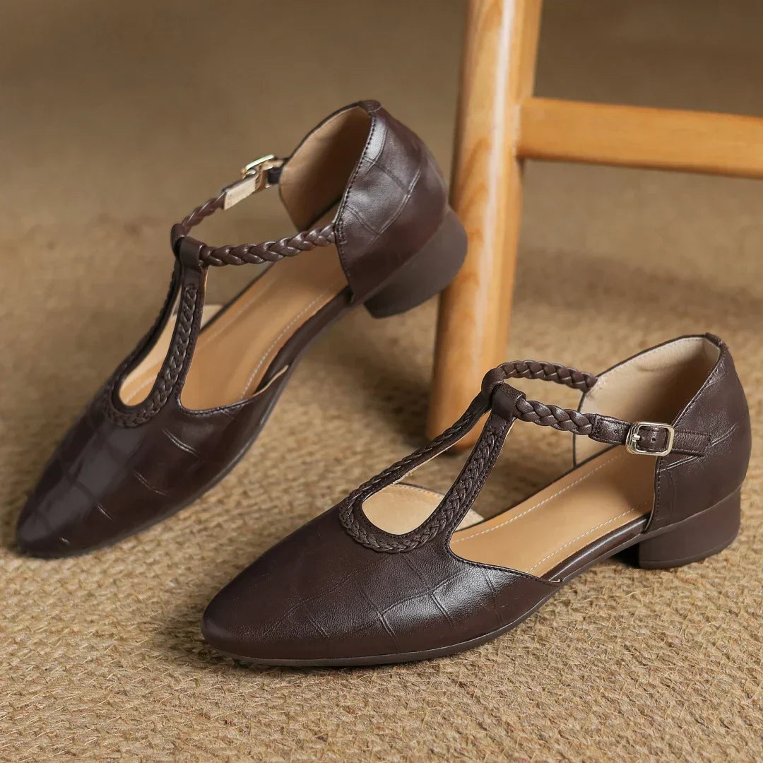 Velor Kepa Leather Mary Janes