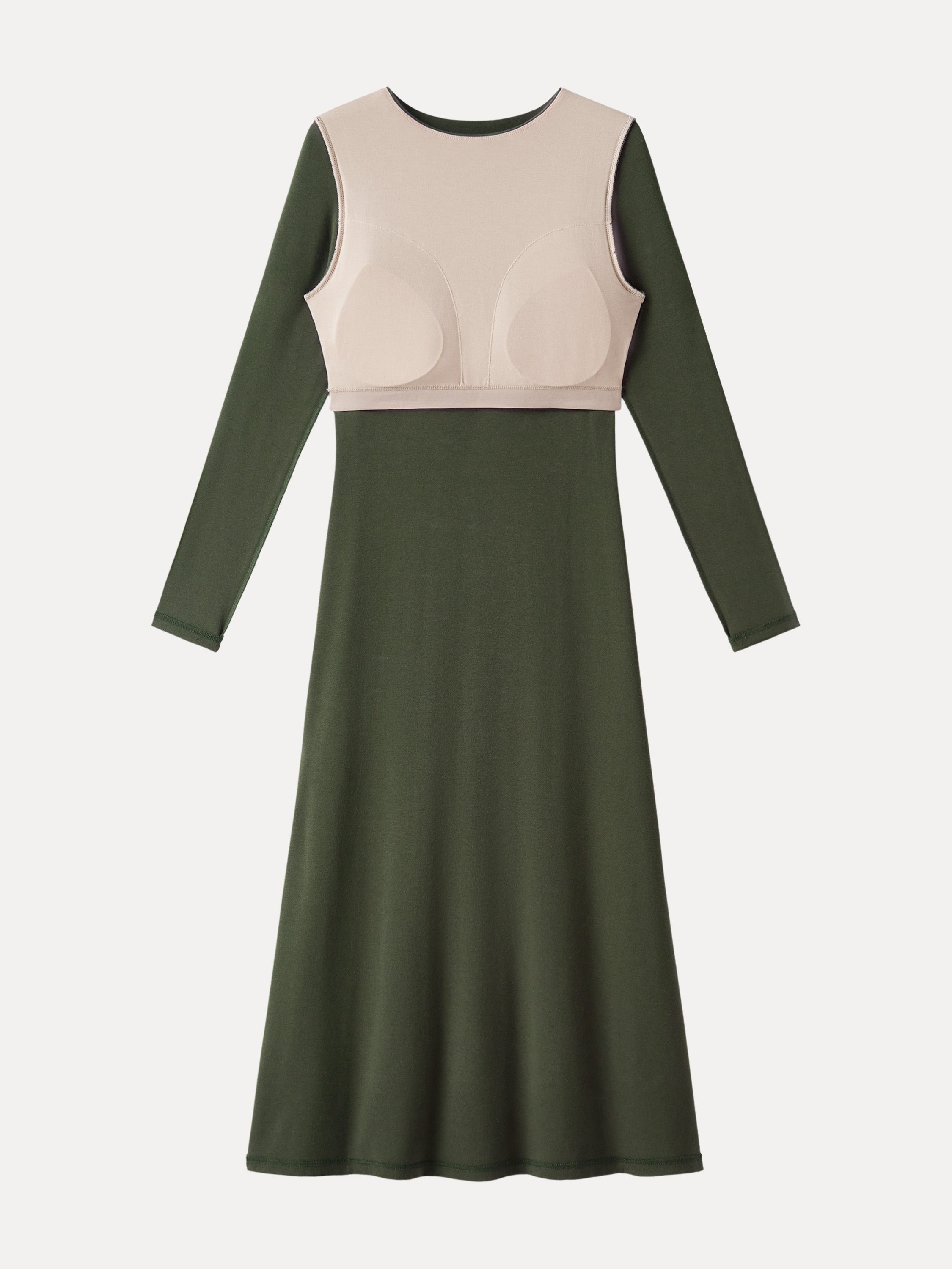 Essential Round Neck Long Sleeve Midi Brami Dress