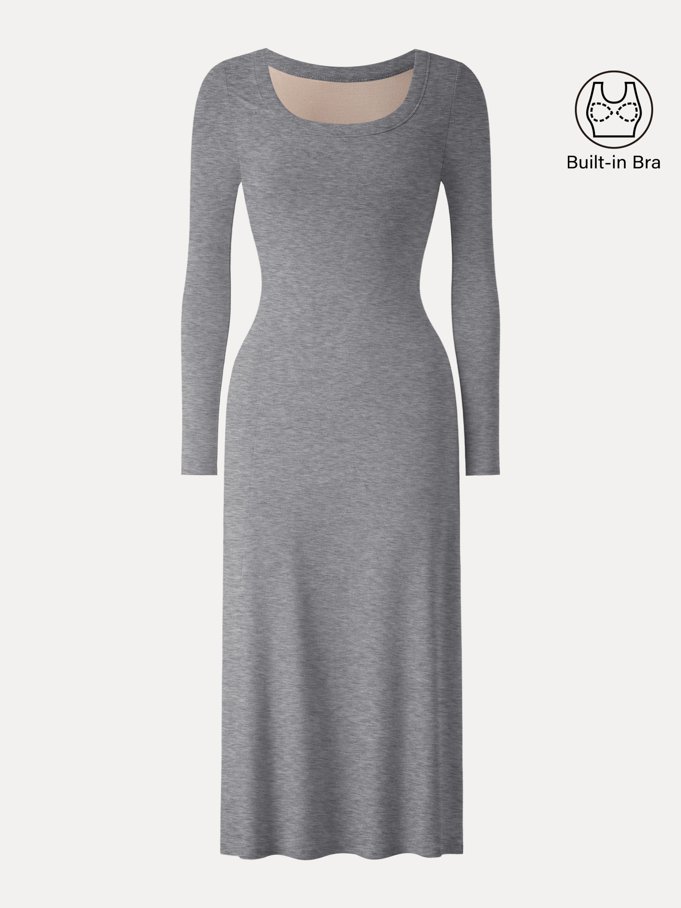 Essential Scoop Neck Long Sleeves Midi Brami Dress