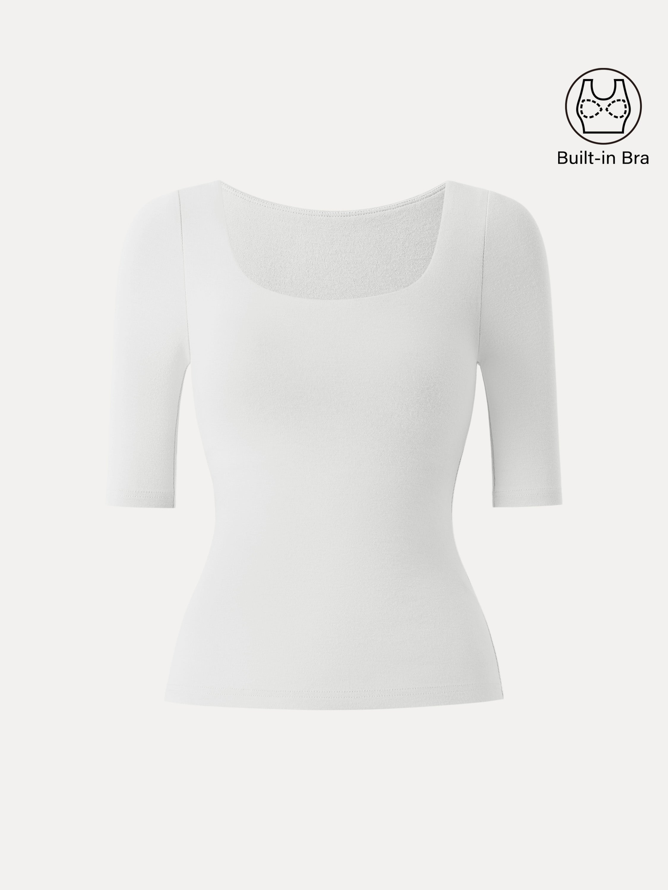 Essential Square Neck Elbow Length Sleeve Brami
