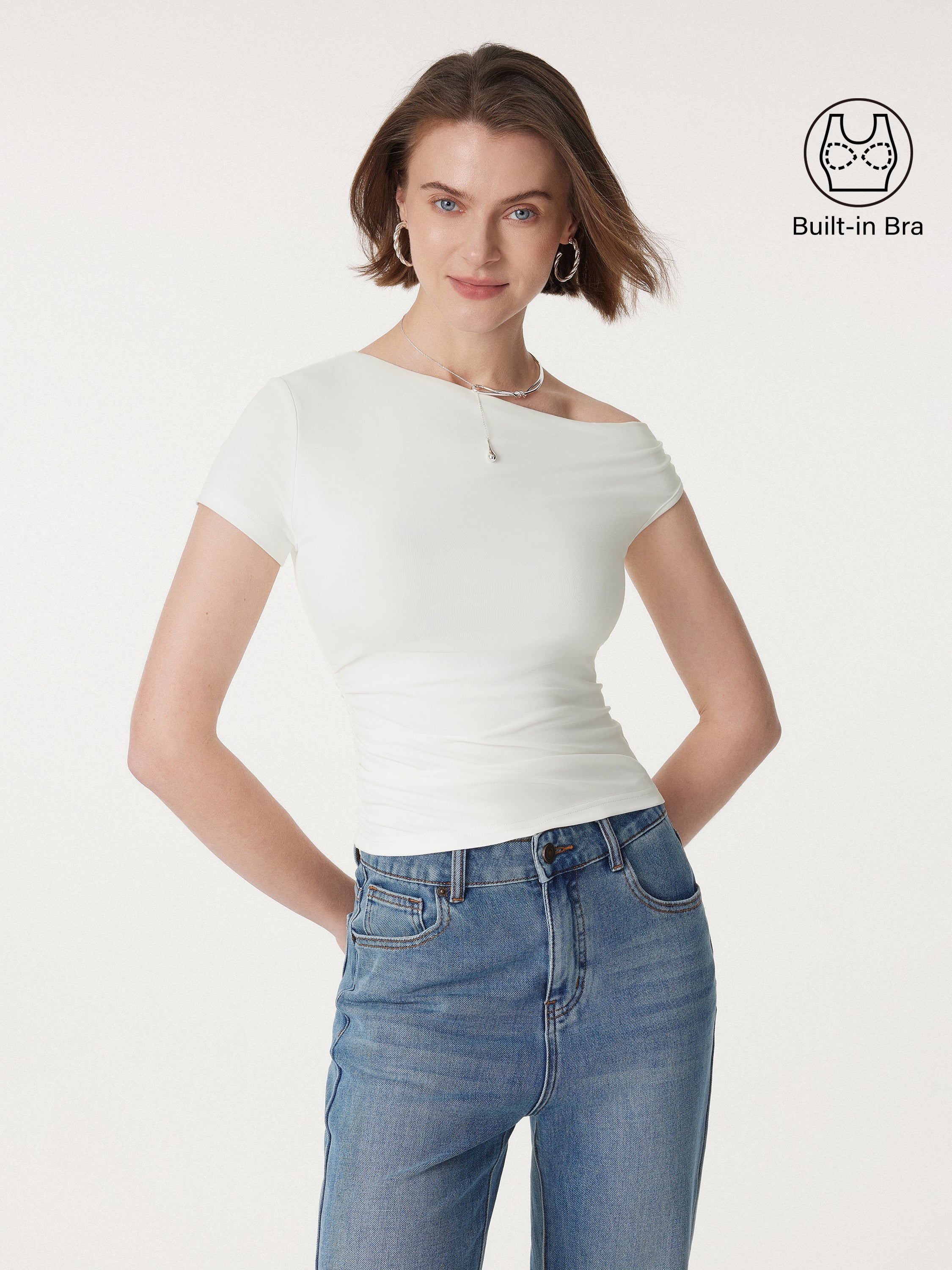 Asymmetrical Cold Shoulder New Airy Brami Top