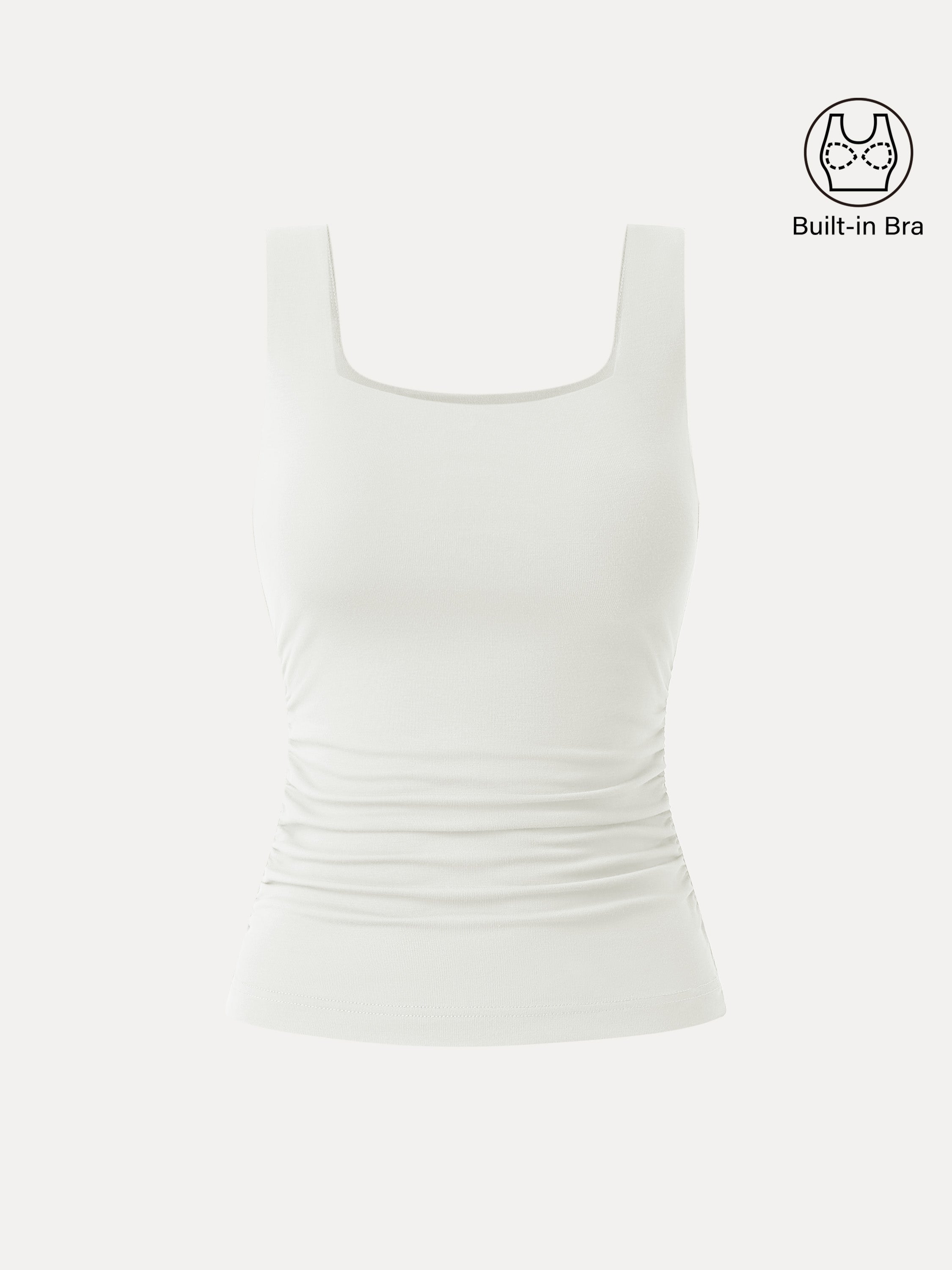 Airy Square Neck Side Ruched Brami Tank