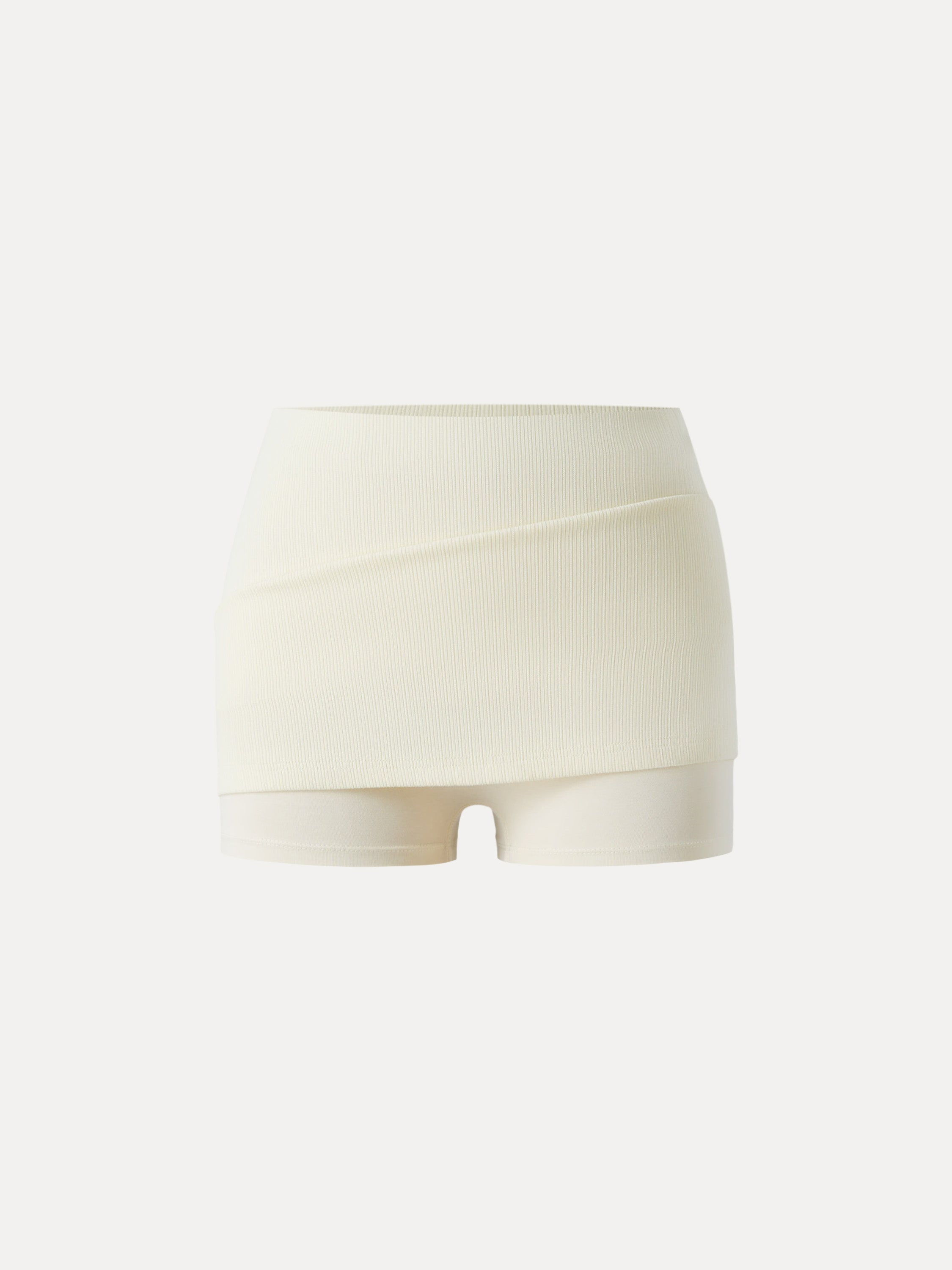 2Pcs Set Sandwashed Boatneck Cap Sleeve Brami & A-line Mini Skirt with Built-in Shorts