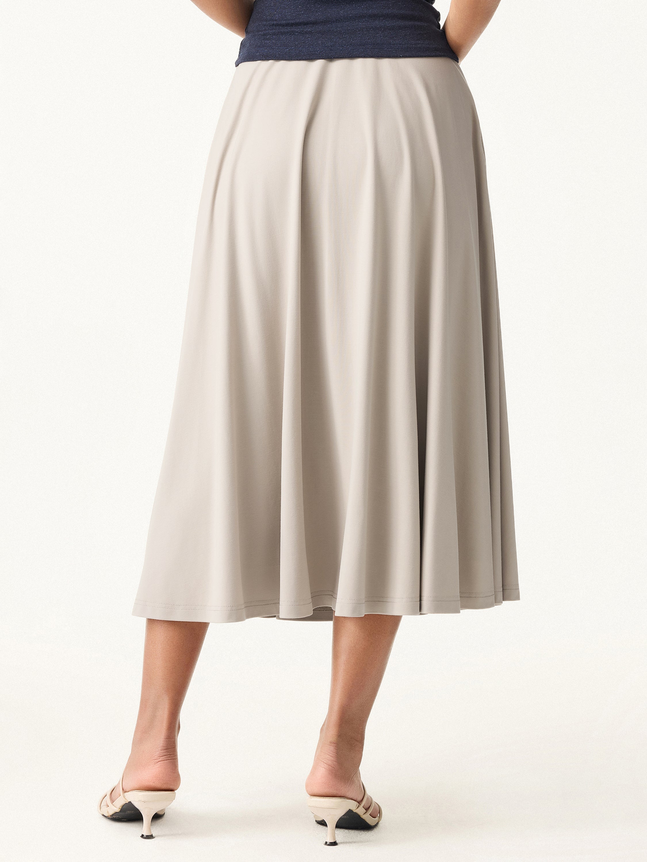 Icy Ponte A-line Midi Skirt with Pockets