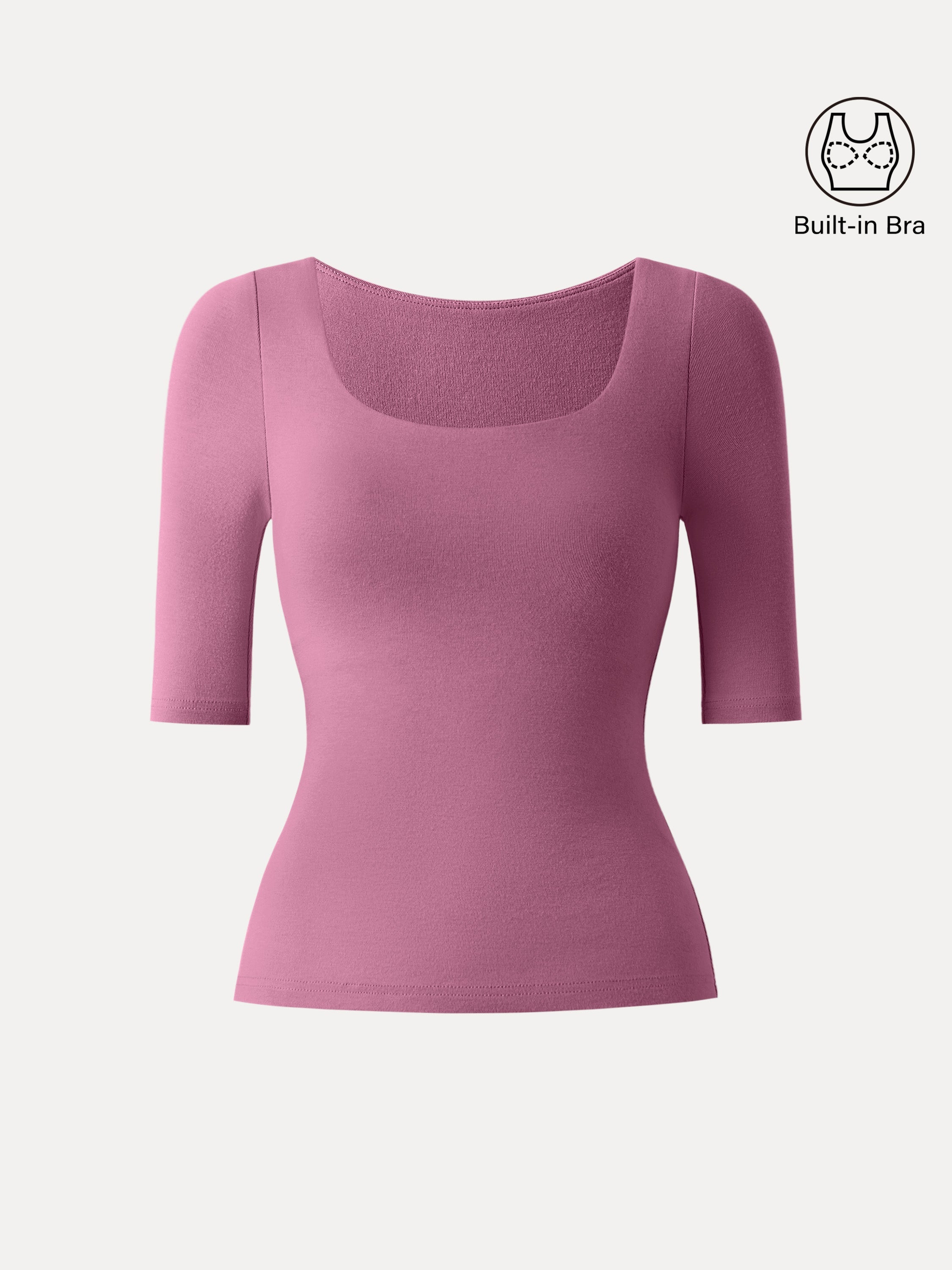 Essential Square Neck Elbow Length Sleeve Brami