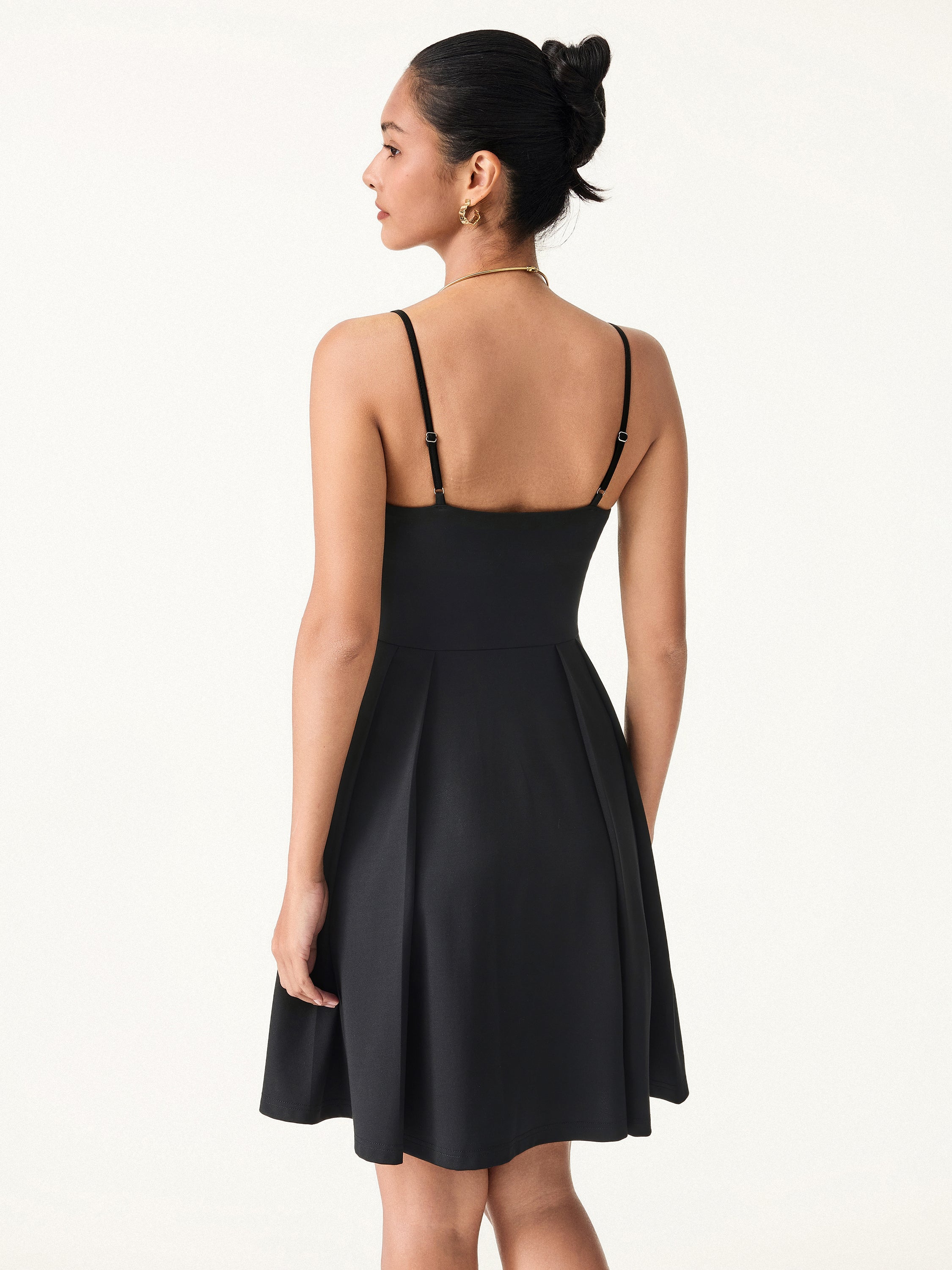 Bamboo Ponte V-neck Fit-and-flare Mini Brami Dress with Pockets