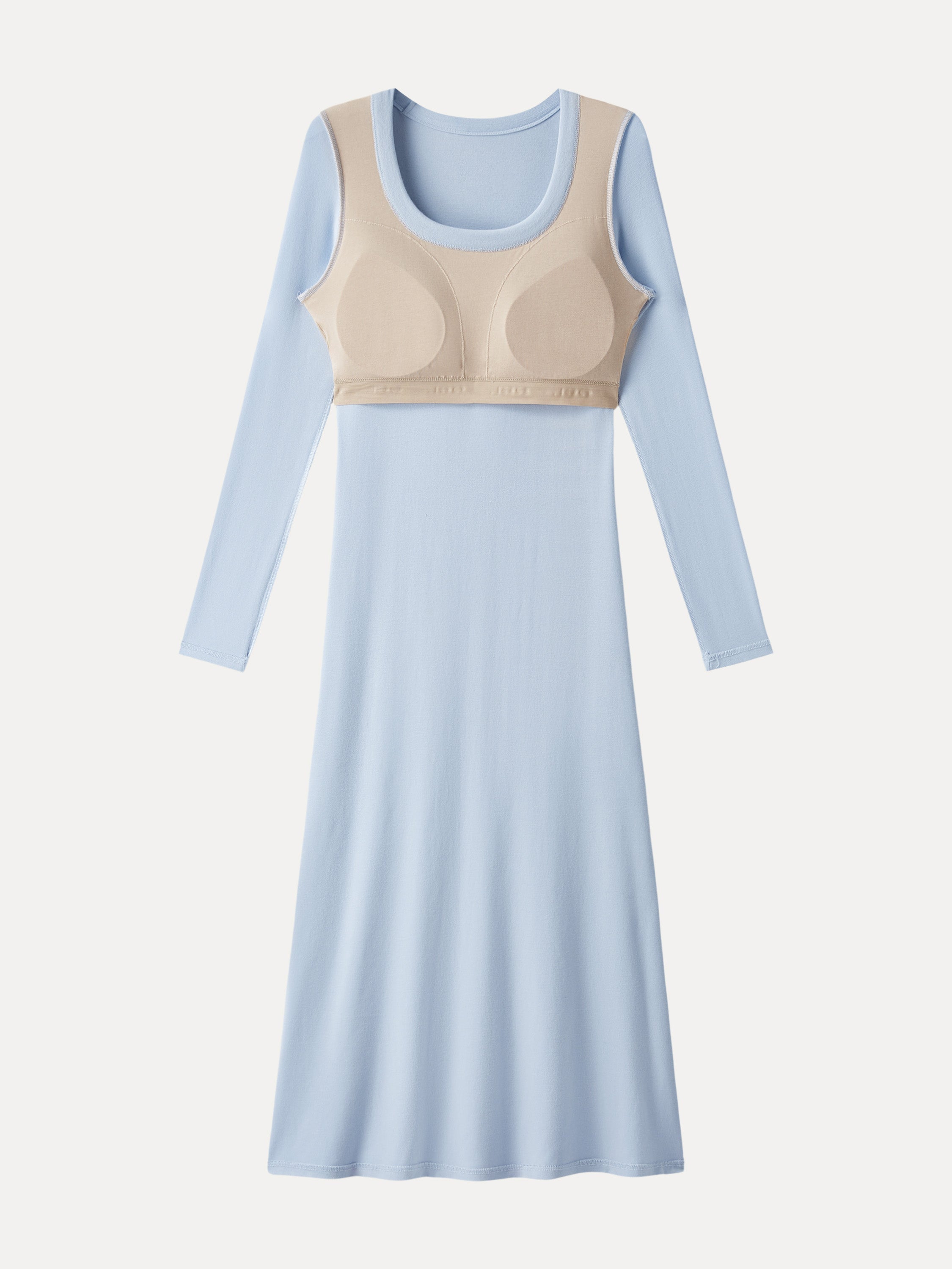 Essential Scoop Neck Long Sleeves Midi Brami Dress