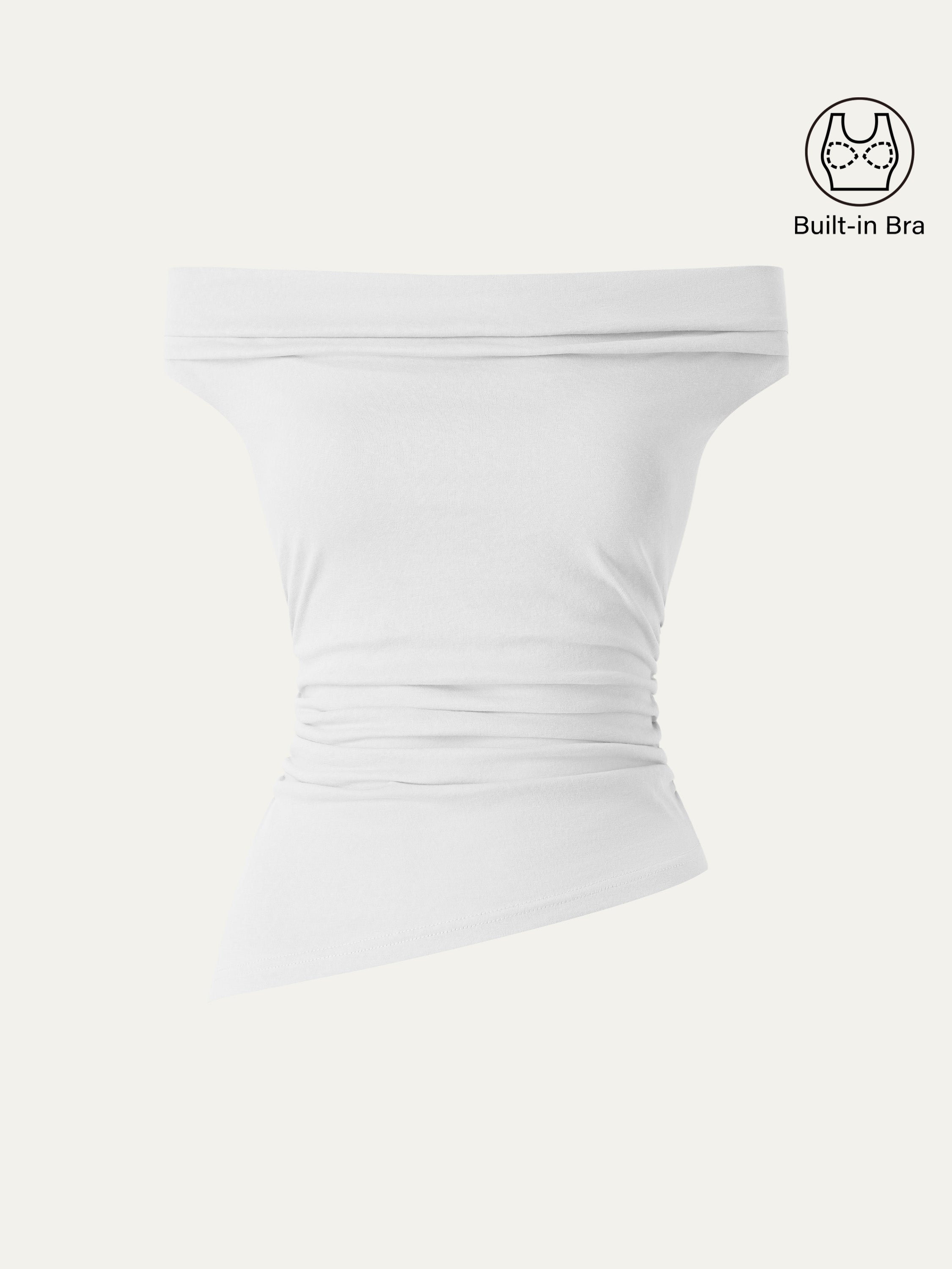 Cold Shoulder Cotton-Linen Gathered New Airy Brami