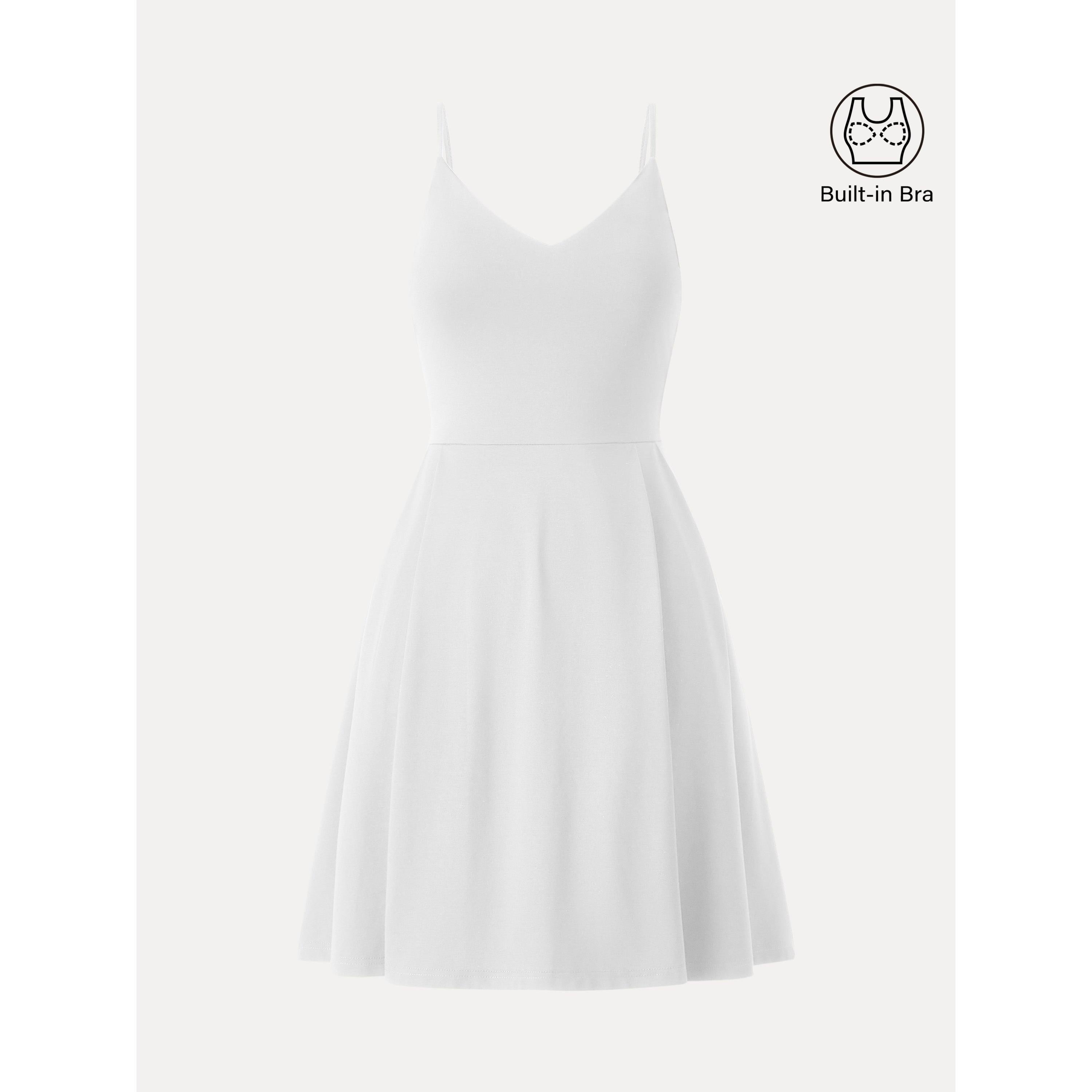Bamboo Ponte V-neck Fit-and-flare Mini Brami Dress with Pockets