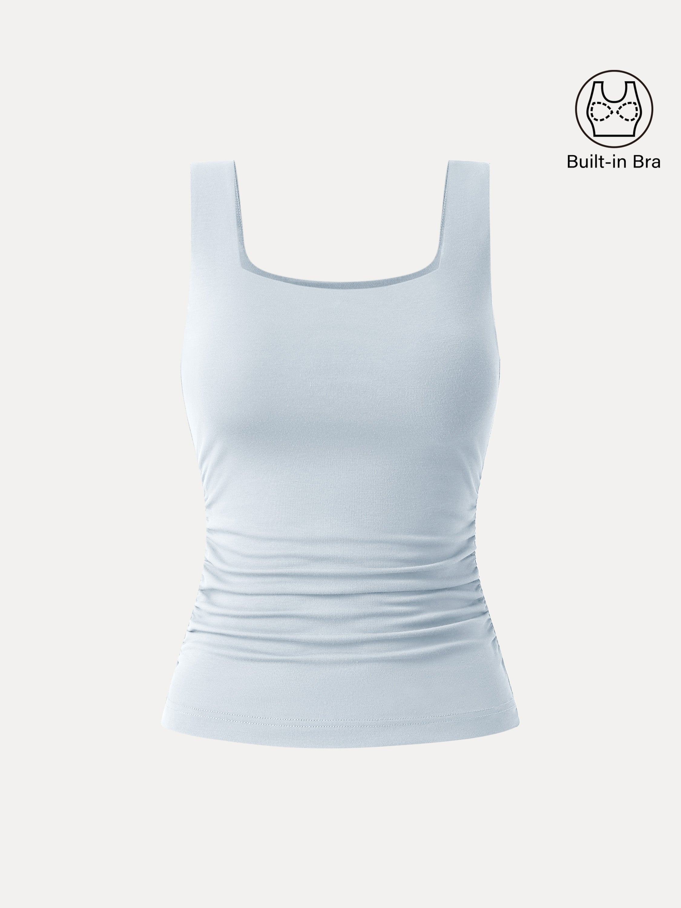 Airy Square Neck Side Ruched Brami Tank