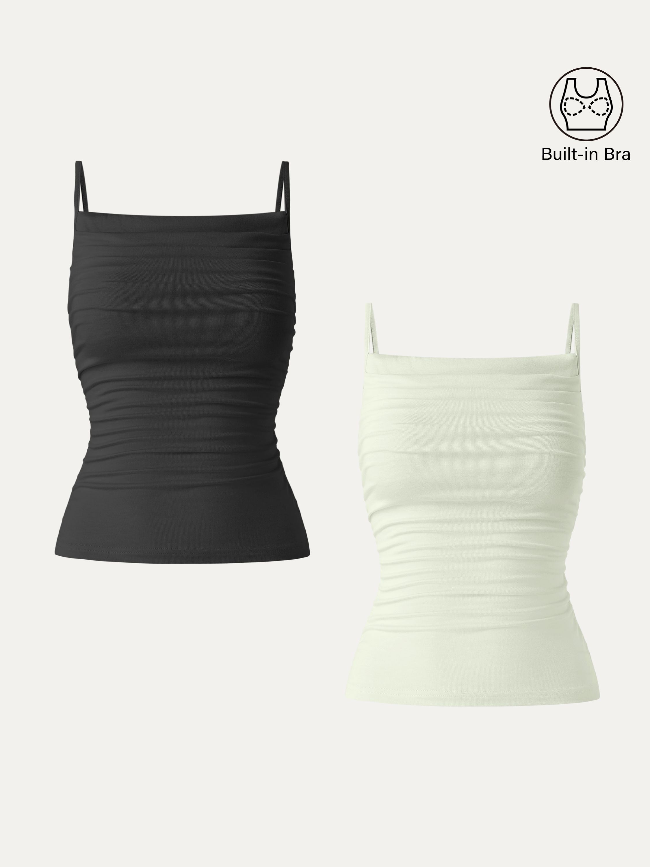 2Pcs Set Adjustable Spaghetti Straps Side Ruched New Airy Brami